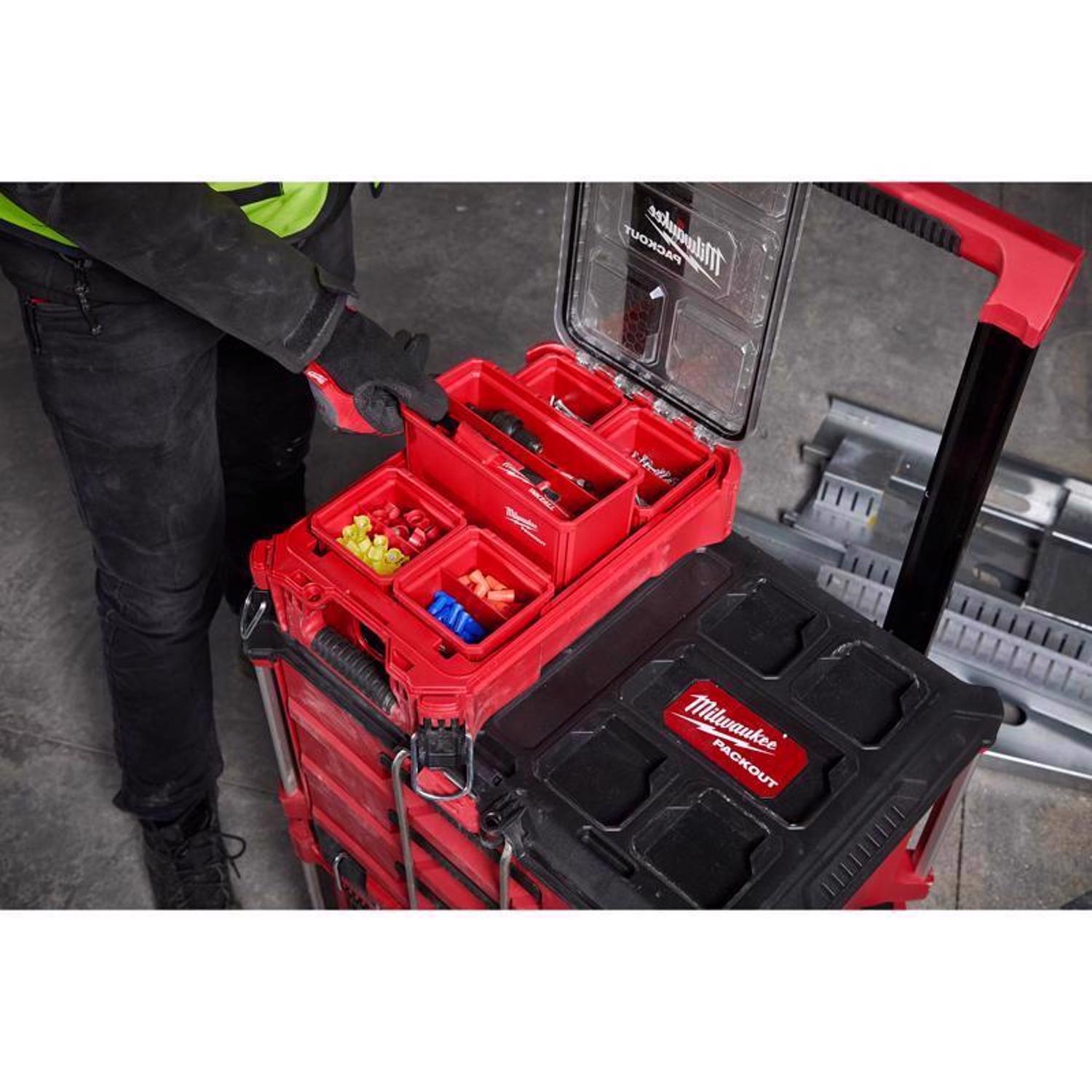 Milwaukee Packout Shop Storage Garage Organizer Large Parts Bin Set Red