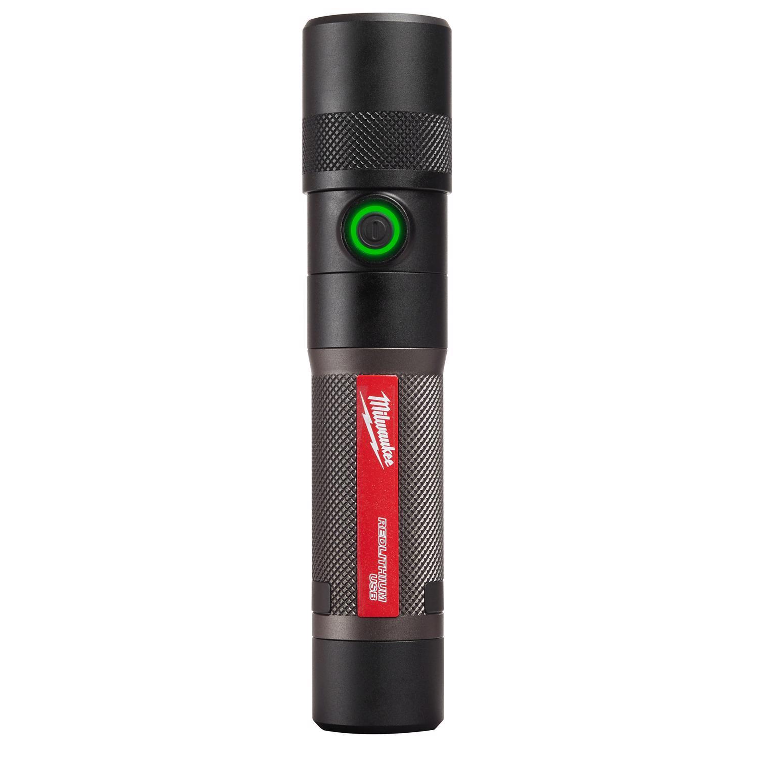 Milwaukee Redlithium 1100 lm Black LED Rechargeable Twist Flashlight