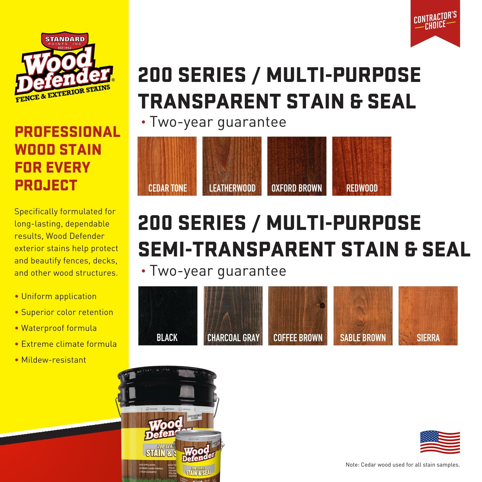 Wood Defender 200 Series Oxford Brown Semi-Transparent Stain & Sealer gallon