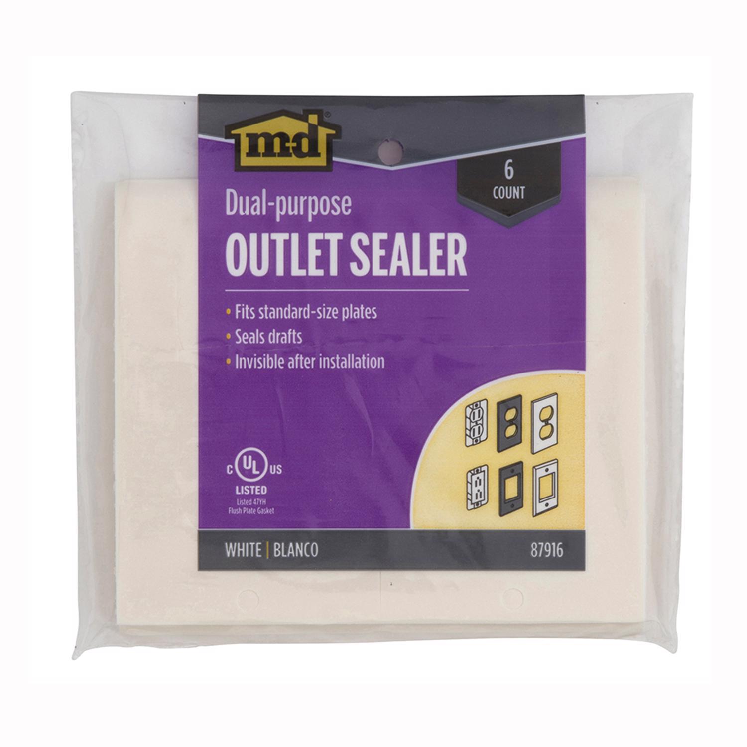 M-D White Foam Wall Plate Sealers 6 pk