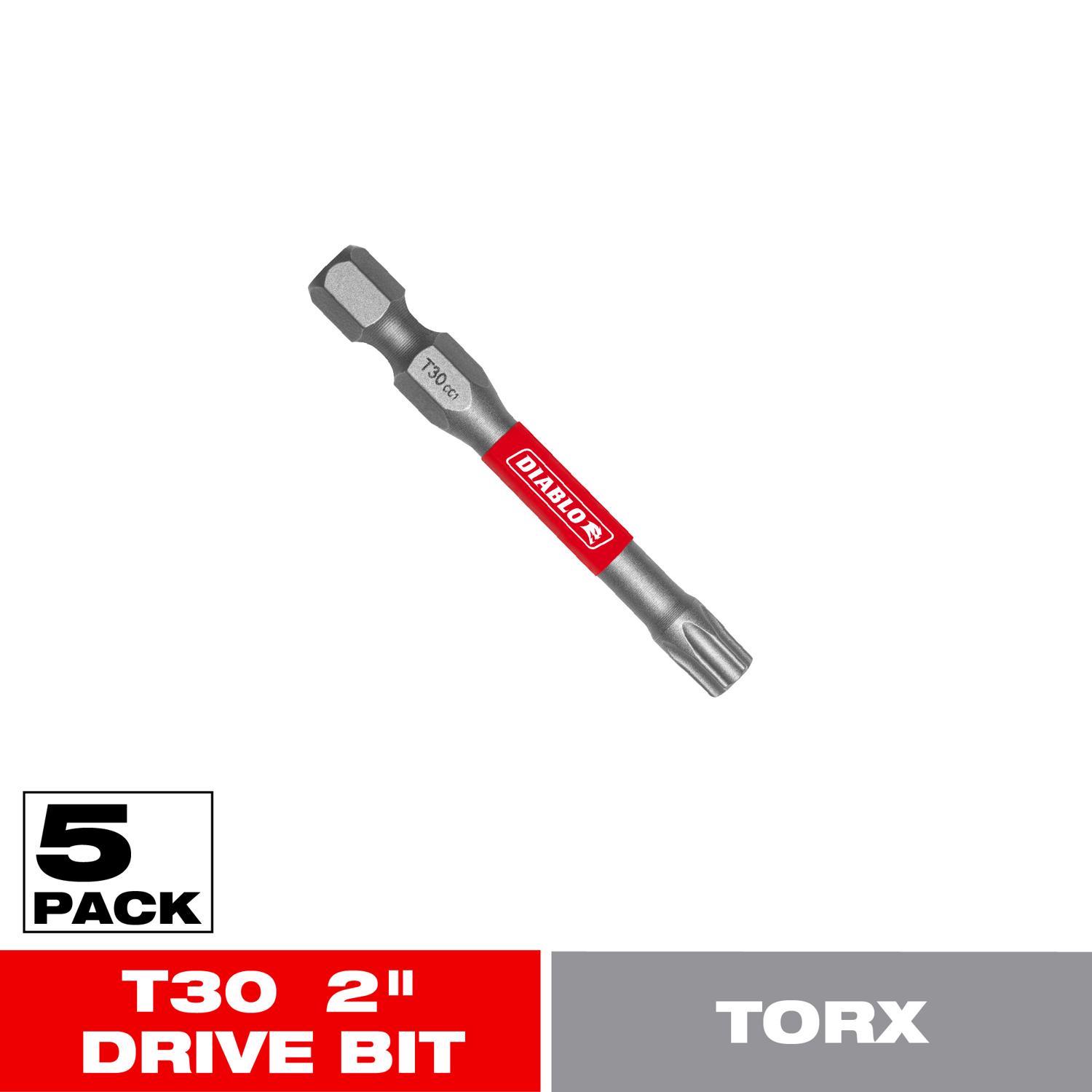 Diablo Torx #30 X 2 in. L Driver Bit Black Oxide 5 pk