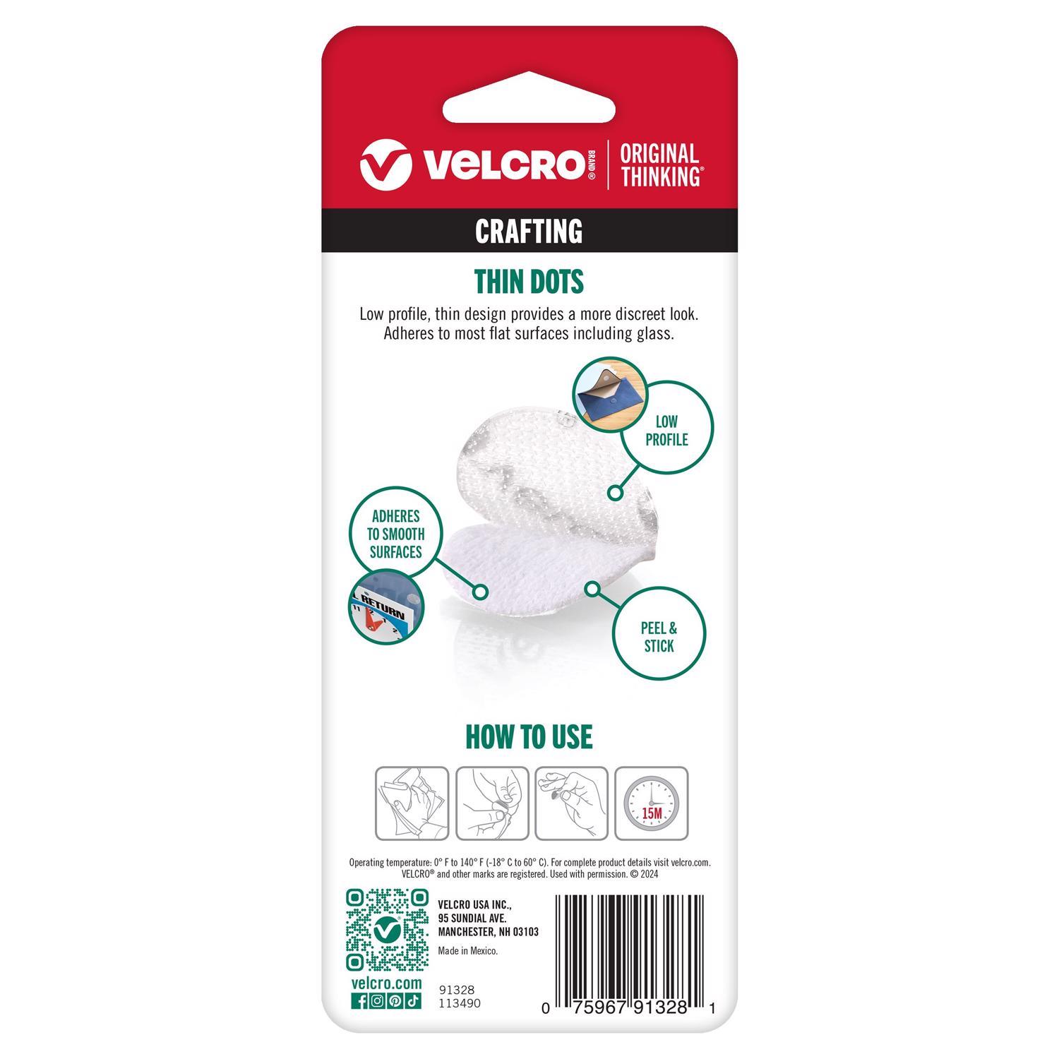 VELCRO Brand Thin Clear Small Nylon Hook and Loop Fastener 5/8 in. L 15 pk