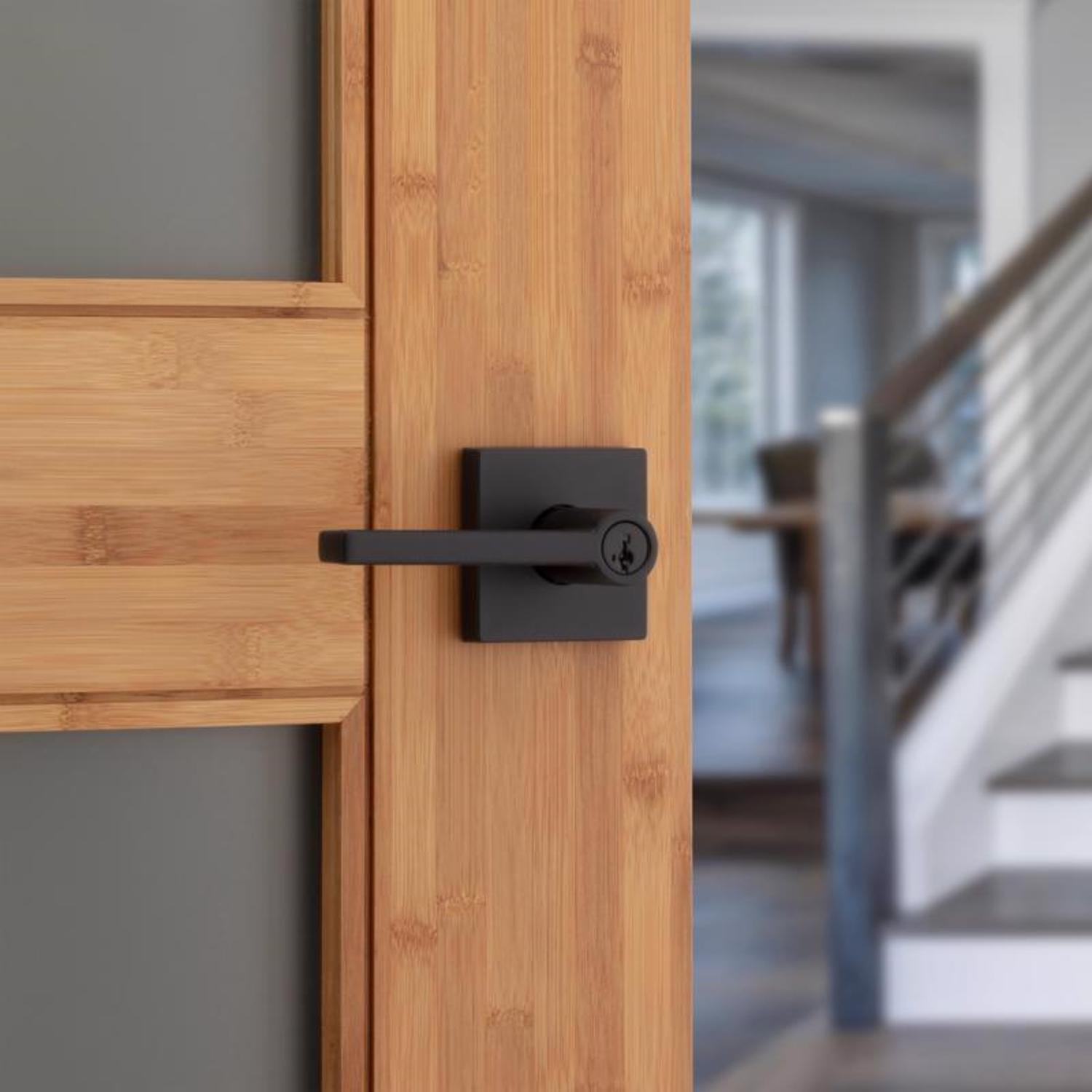 Kwikset Halifax Matte Black Entry Door Knob 2-3/4 in.