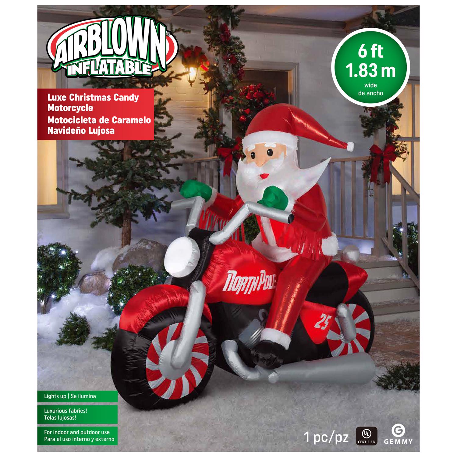 Gemmy Airblown LED 7 ft. Santa on Motorcycle Inflatable