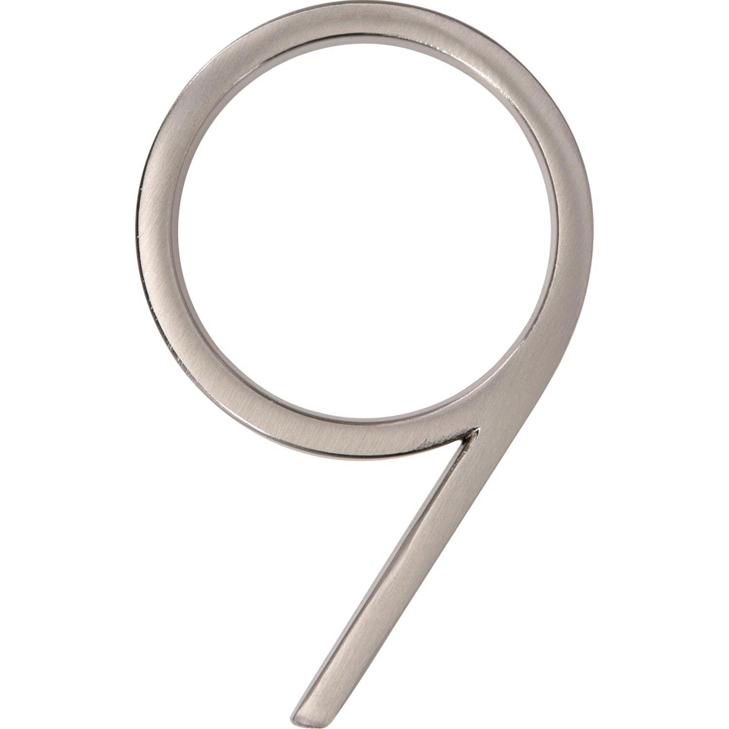 HILLMAN Distinctions 5 in. Silver Metal Screw-On Number 9 1 pc