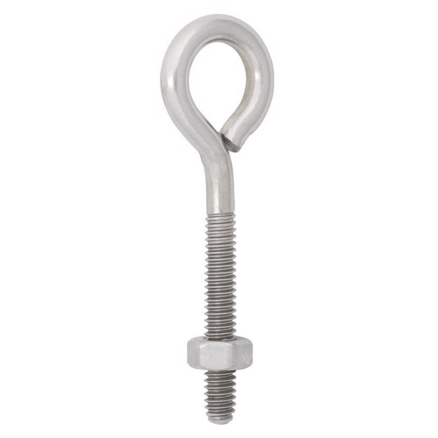 Hampton 1/4 in. X 3 in. L Stainless Stainless Steel Eyebolt Nut Included