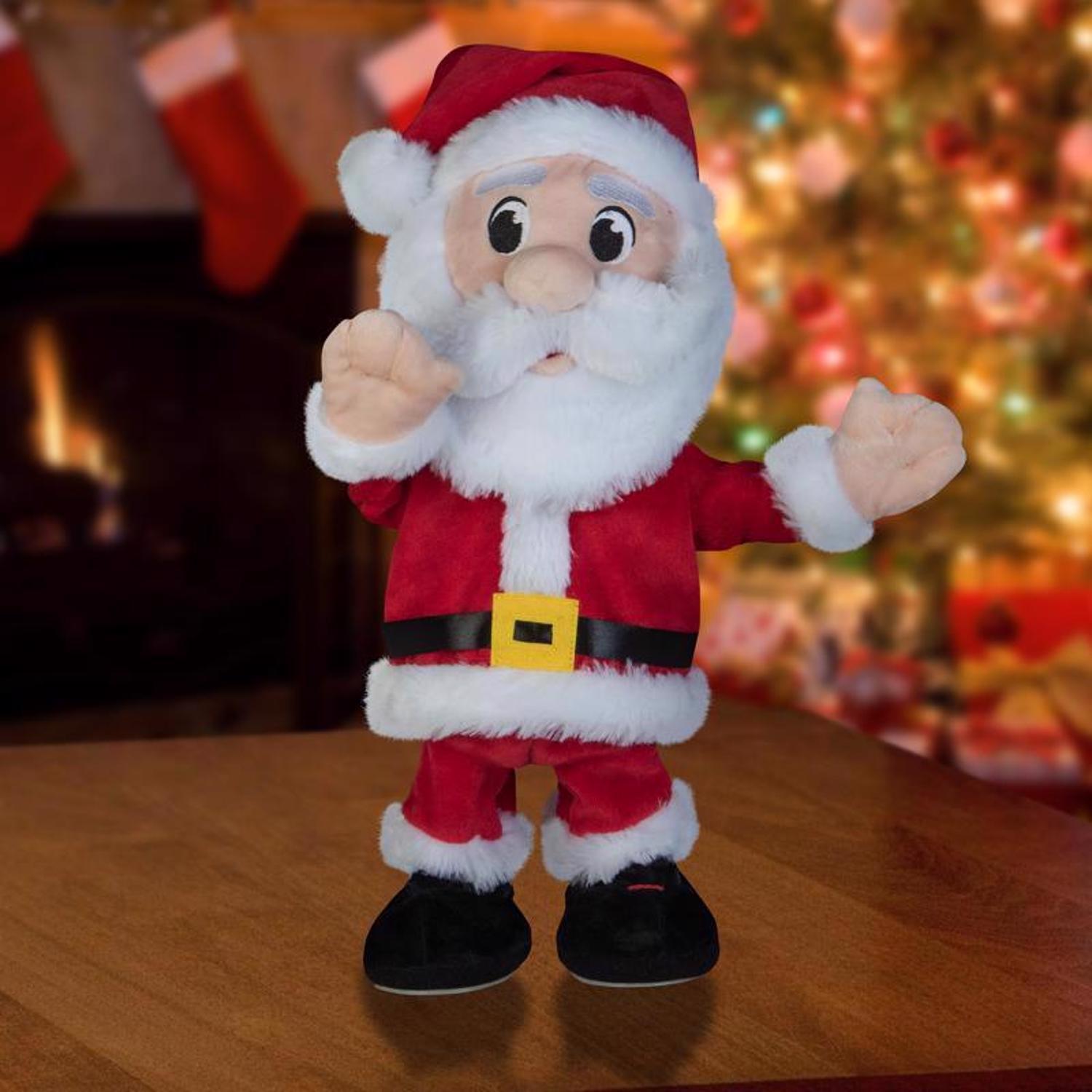 Gemmy Multicolored Hands in the Air Dancing Santa Animated Decor 14.57 in.