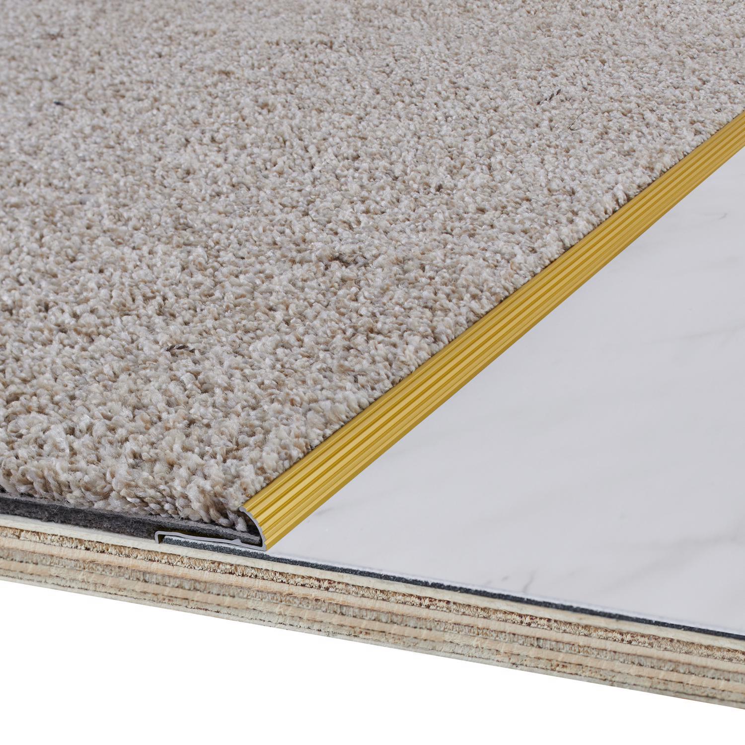 M-D Building Products 0.5 in. H X 1.375 in. W X 36 in. L Prefinished Satin Brass Aluminum Carpet Gri