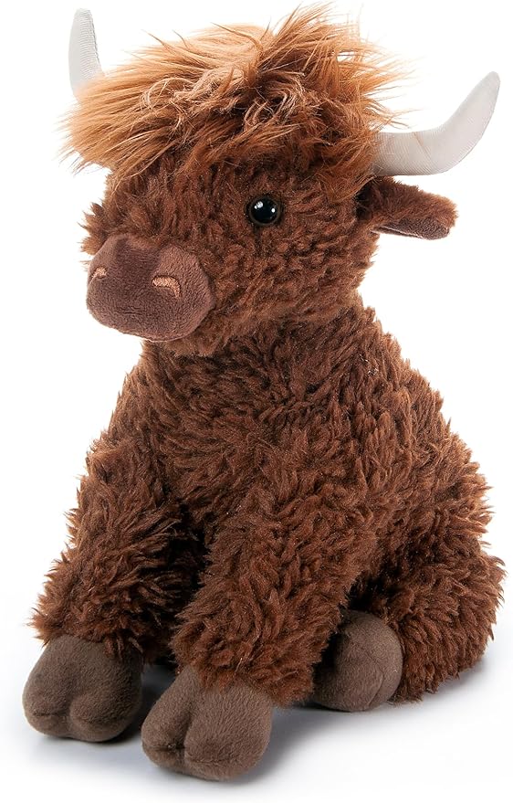 The Petting Zoo Highland Cow Plushie Stuffed Animal, Gifts for Kids, Wild Onez Wildlife Animals, Brown Cow Plush Toy, 12 in.