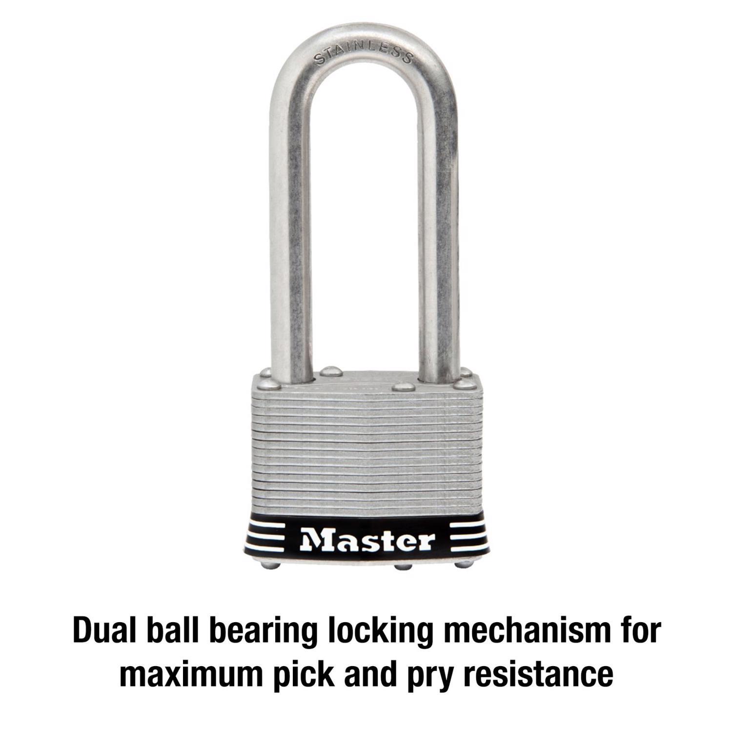 Master Lock 4-3/8 in. H X 2 in. W Laminated Steel 4-Pin Tumbler Weather-Resistant Padlock