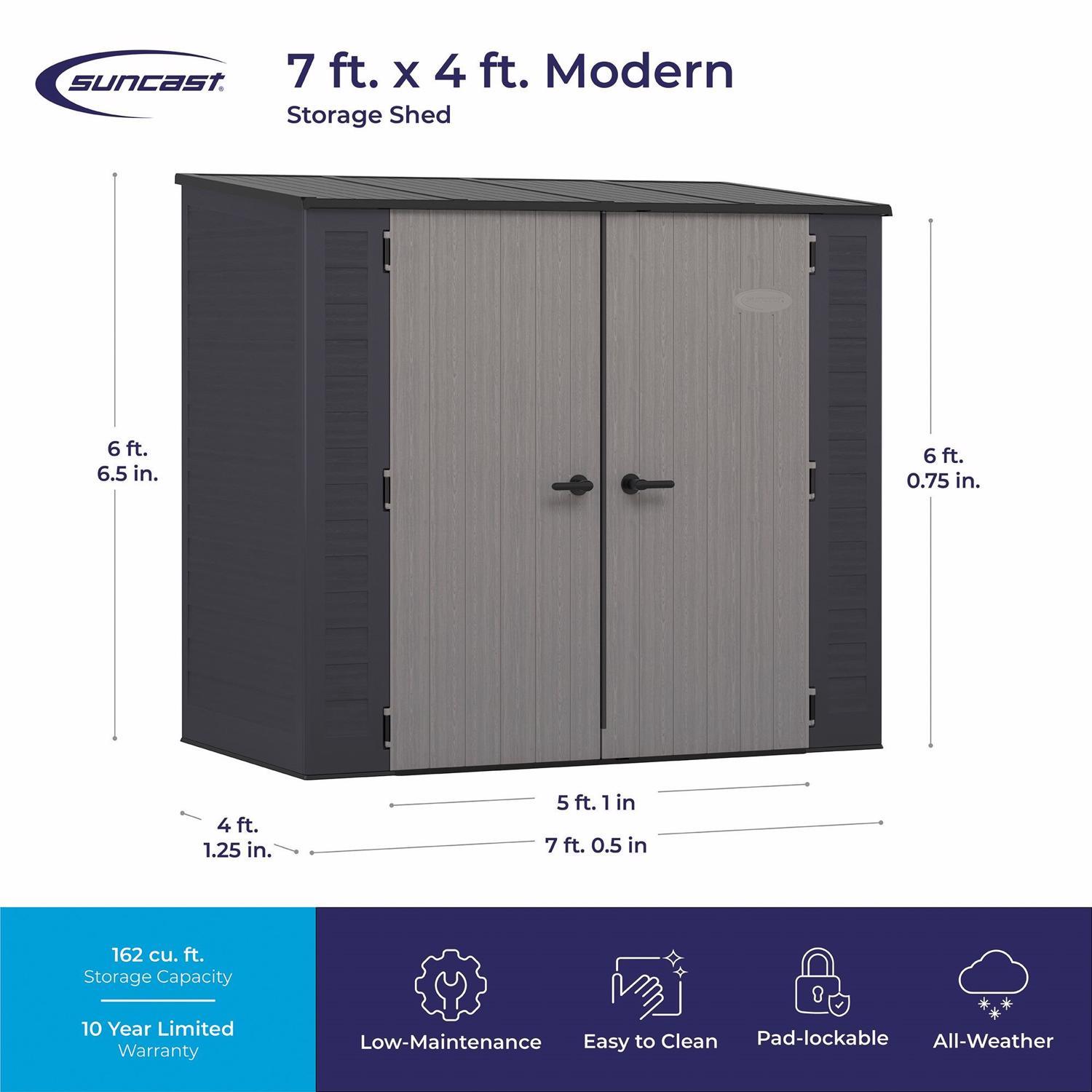 Suncast 7 ft. x 4 ft. Resin Standard Storage Shed with Floor Kit