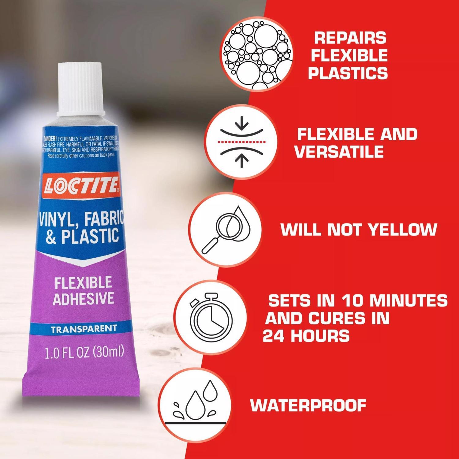 Loctite Vinyl, Fabric & Plastic High Strength Polyurethane Clear Flexible Adhesive 1 oz
