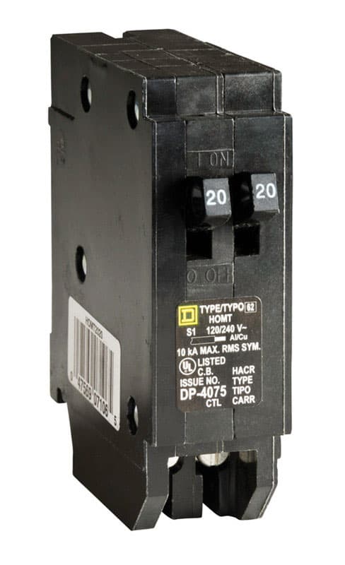 Square D HomeLine 20/20 amps Tandem Single Pole Circuit Breaker
