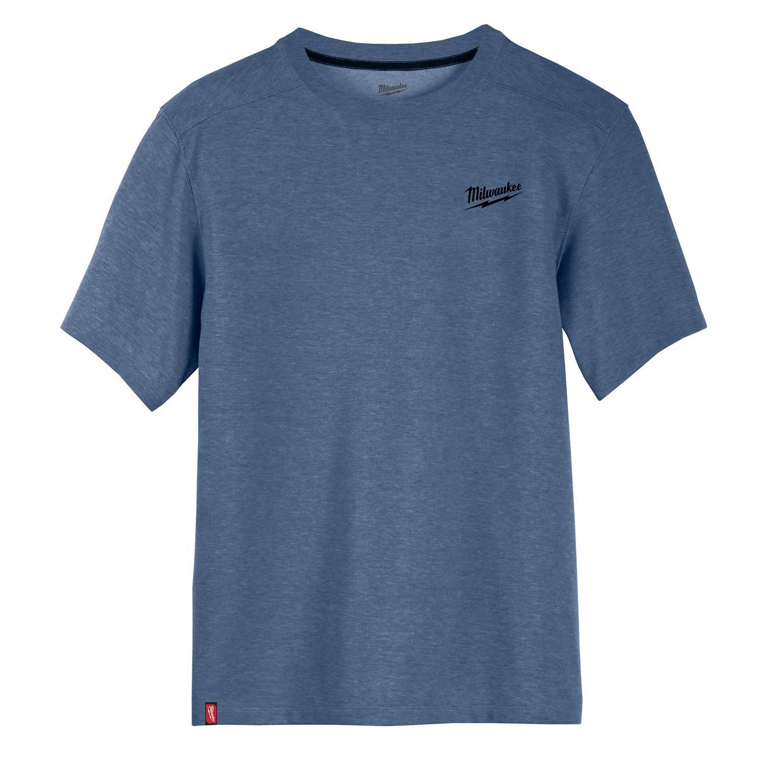 Milwaukee M Short Sleeve Men's Crew Neck Blue Hybrid Work Tee Shirt