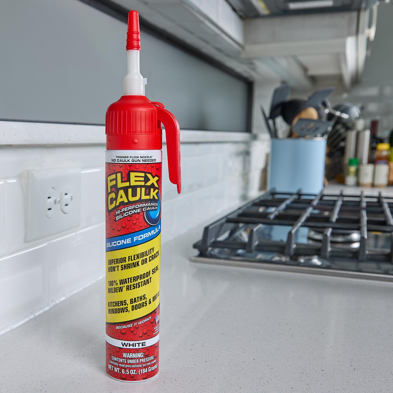 Flex Seal Family of Products Flex Caulk White Silicone All Purpose Caulk Sealant 6.5 oz