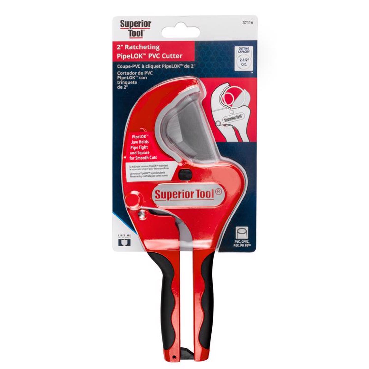 Superior Tool 2-1/2 in. Ratcheting Pipe Cutter 10 in. L Black/Red 1 pc