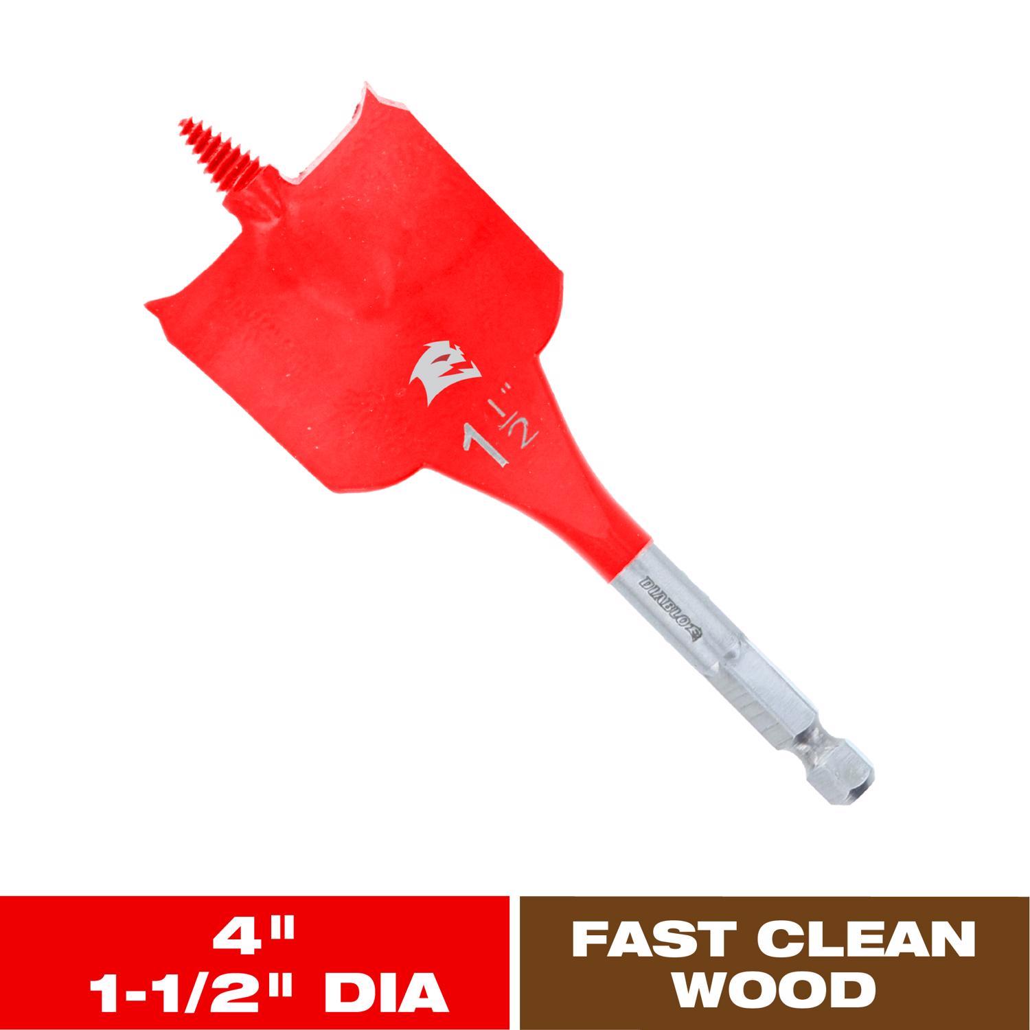 Diablo 1-1/2 in. X 4 in. L High Speed Steel Clean Wood Spade Bit Hex Shank 1 pk