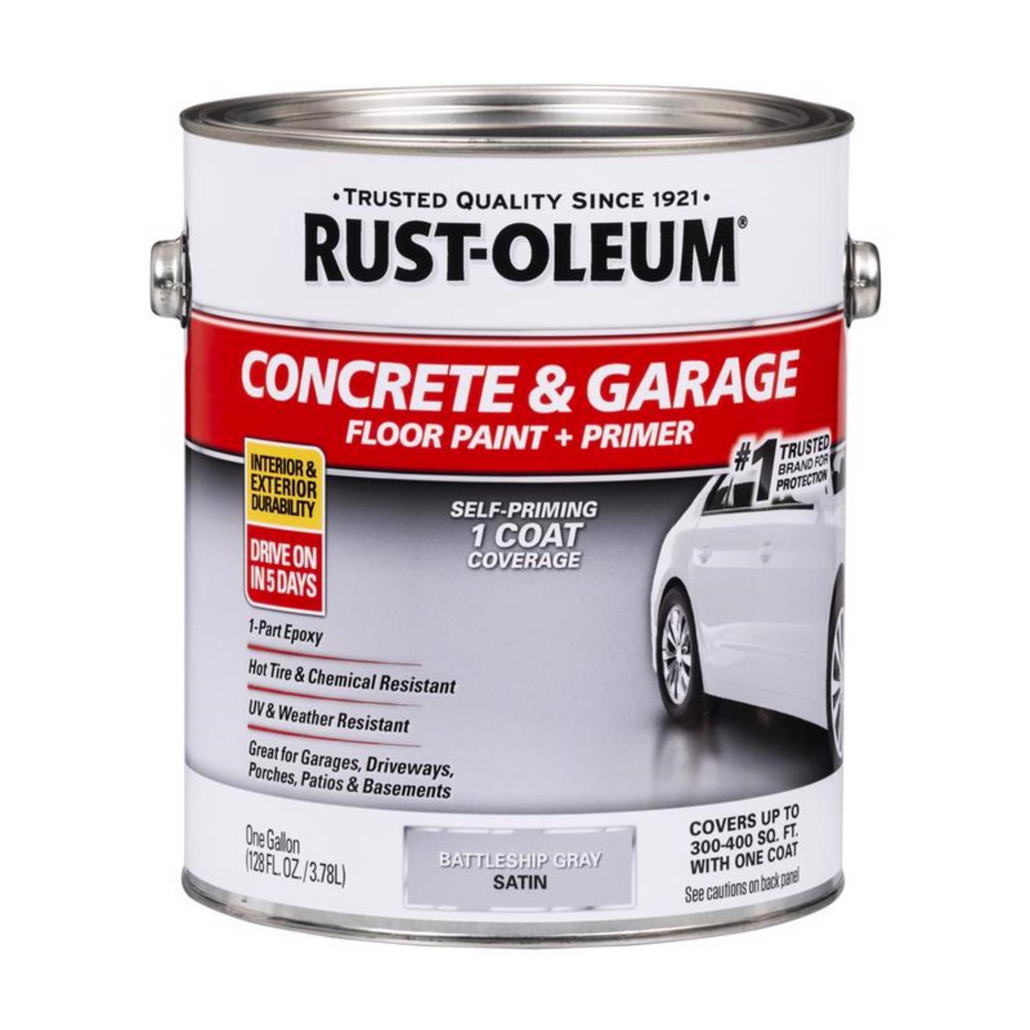 Rust-Oleum Satin Battleship Gray Water-Based Acrylic Concrete and Garage Floor Paint 1 gal