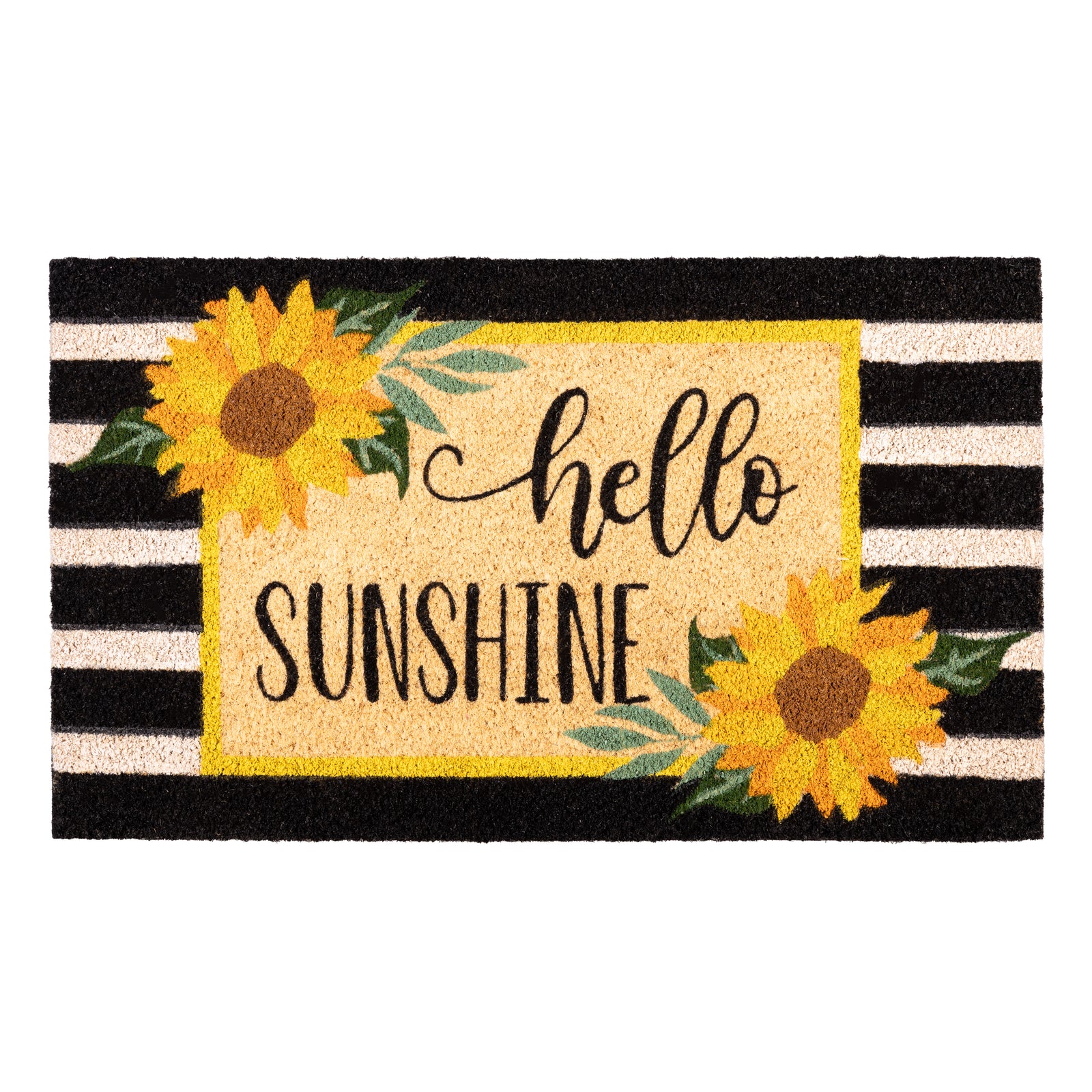 Evergreen Hello Sunshine Plaid Coir Mat