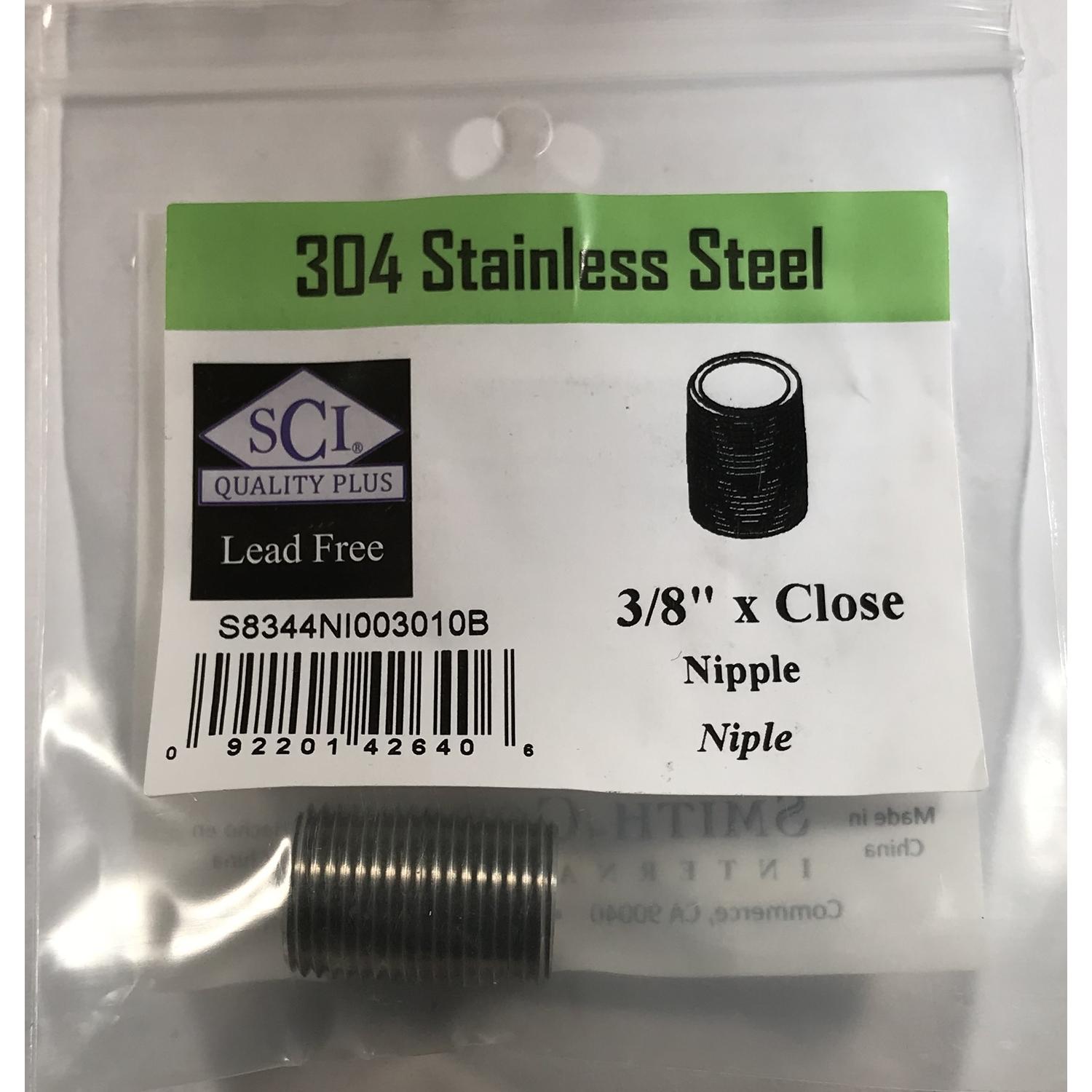 Smith-Cooper 3/8 in. MPT Stainless Steel Close Nipple