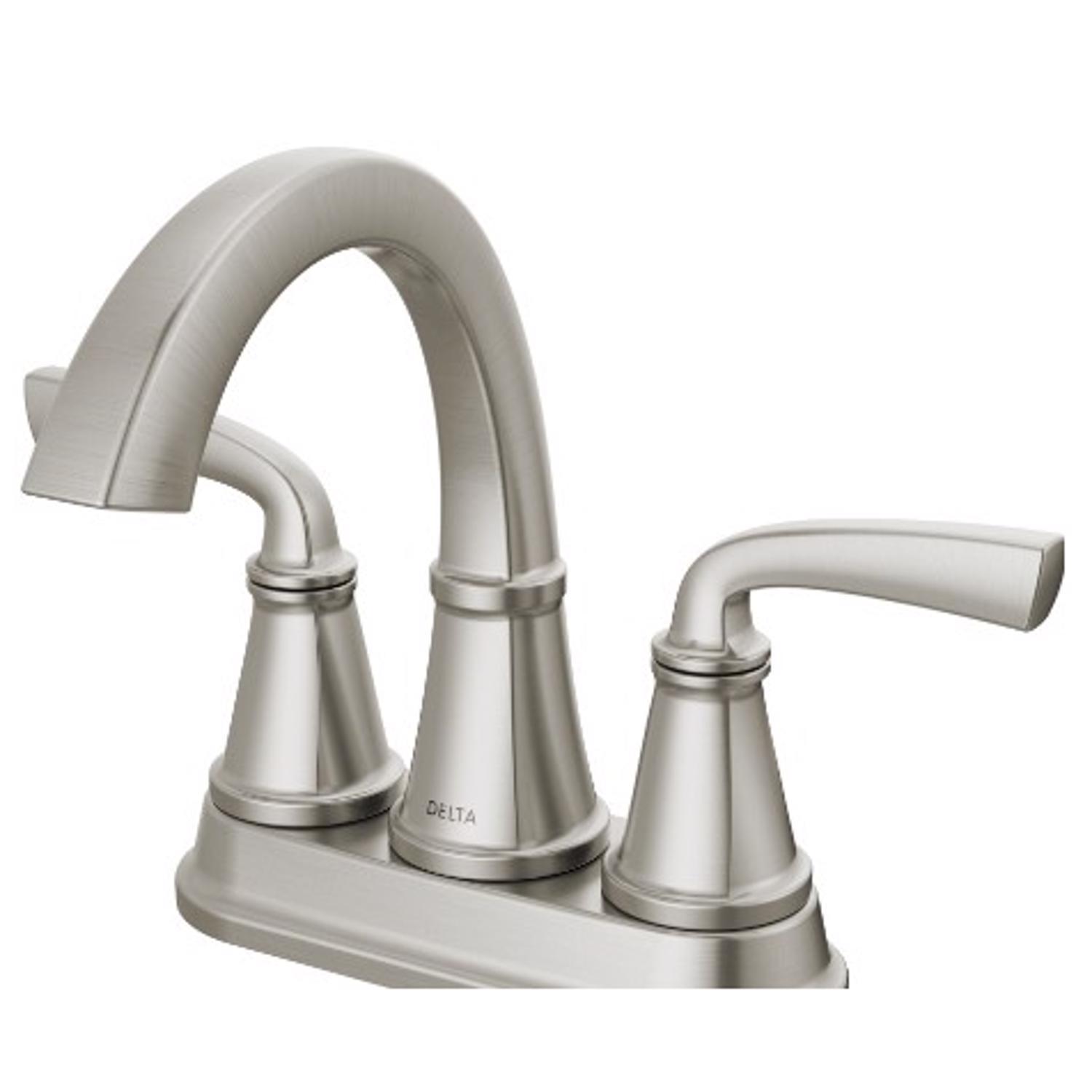 Delta Geist Brushed Nickel Centerset Bathroom Sink Faucet 4 in.