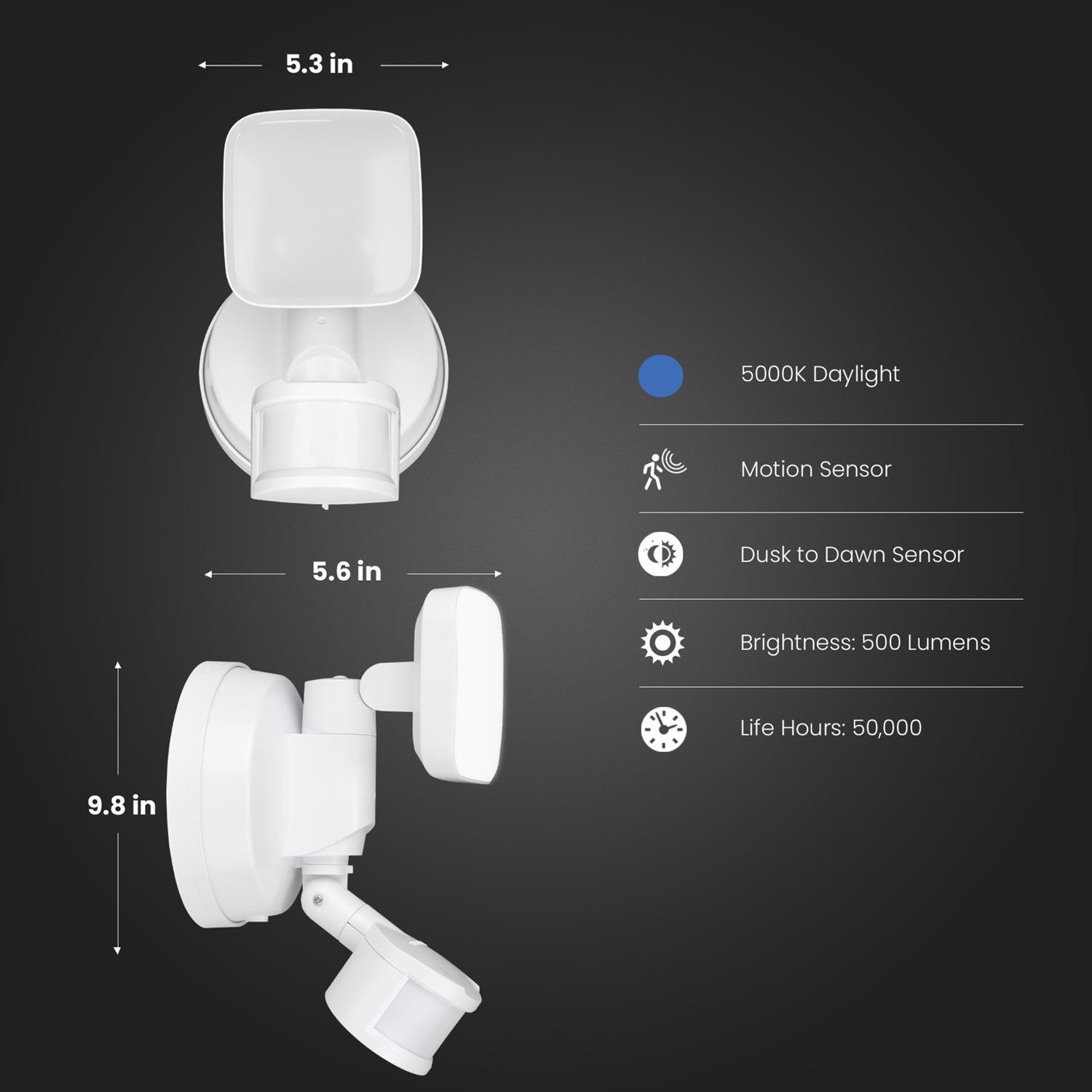 Feit LED Motion-Sensing Solar Powered LED White Security Floodlight