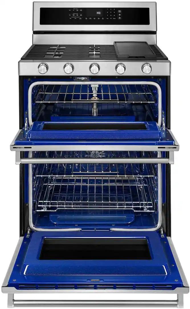 KitchenAid 6.0 Cu. Ft. Self-Cleaning Free-Standing Double Oven Gas Convection Range Stainless Steel