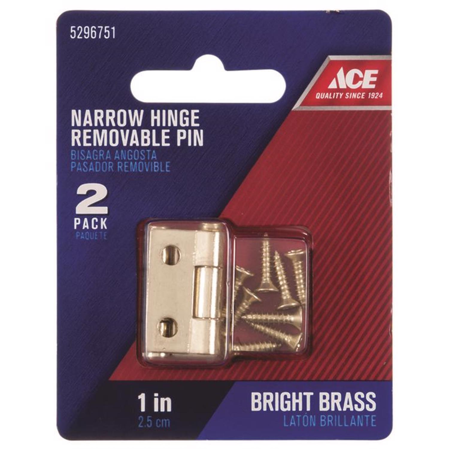 Ace 2.750 in. W X 1 in. L Bright Brass Gold Brass Narrow Hinge 2 pk
