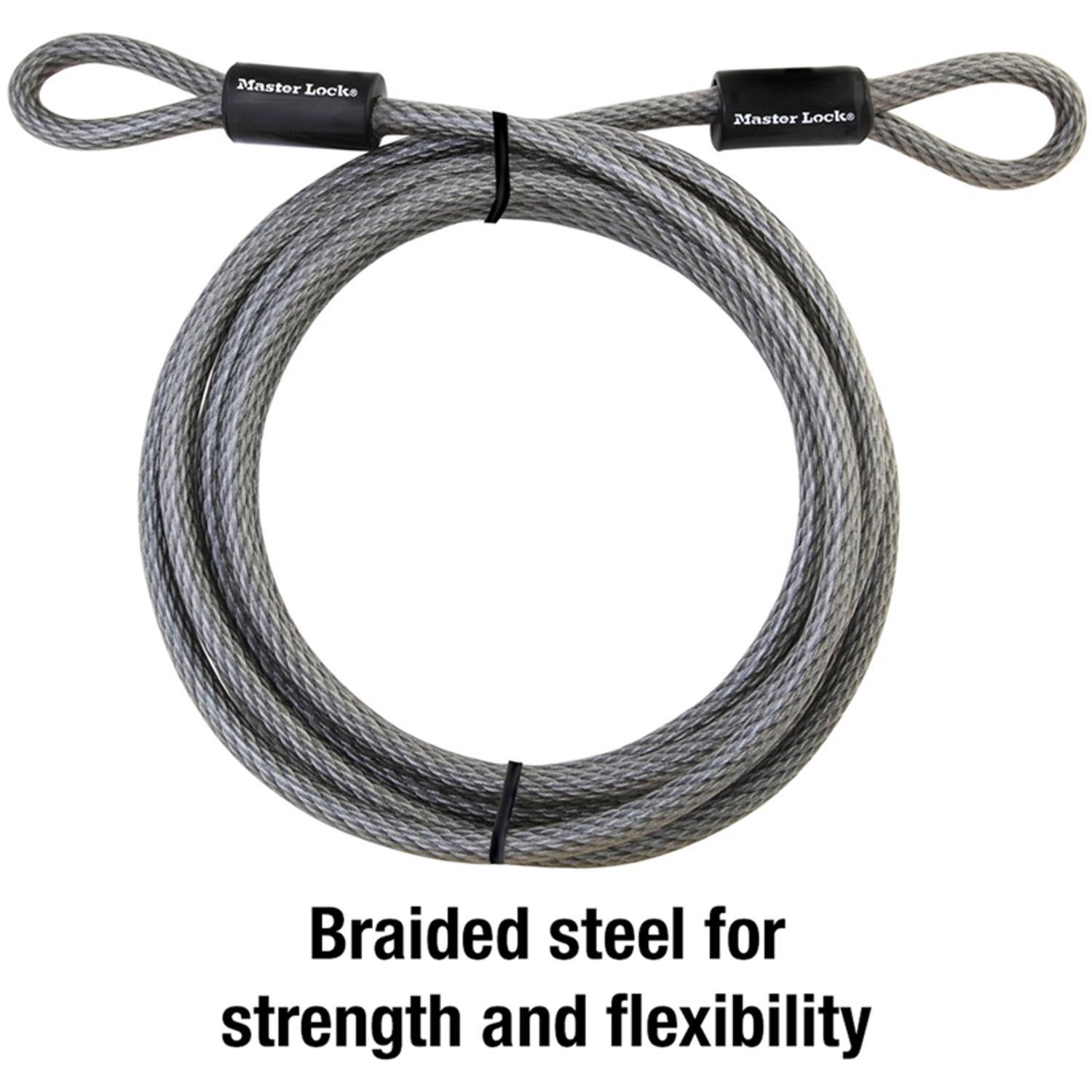 Master Lock 3/8 in. D X 180 in. L Vinyl Coated Steel Flexible Braided Steel Cable