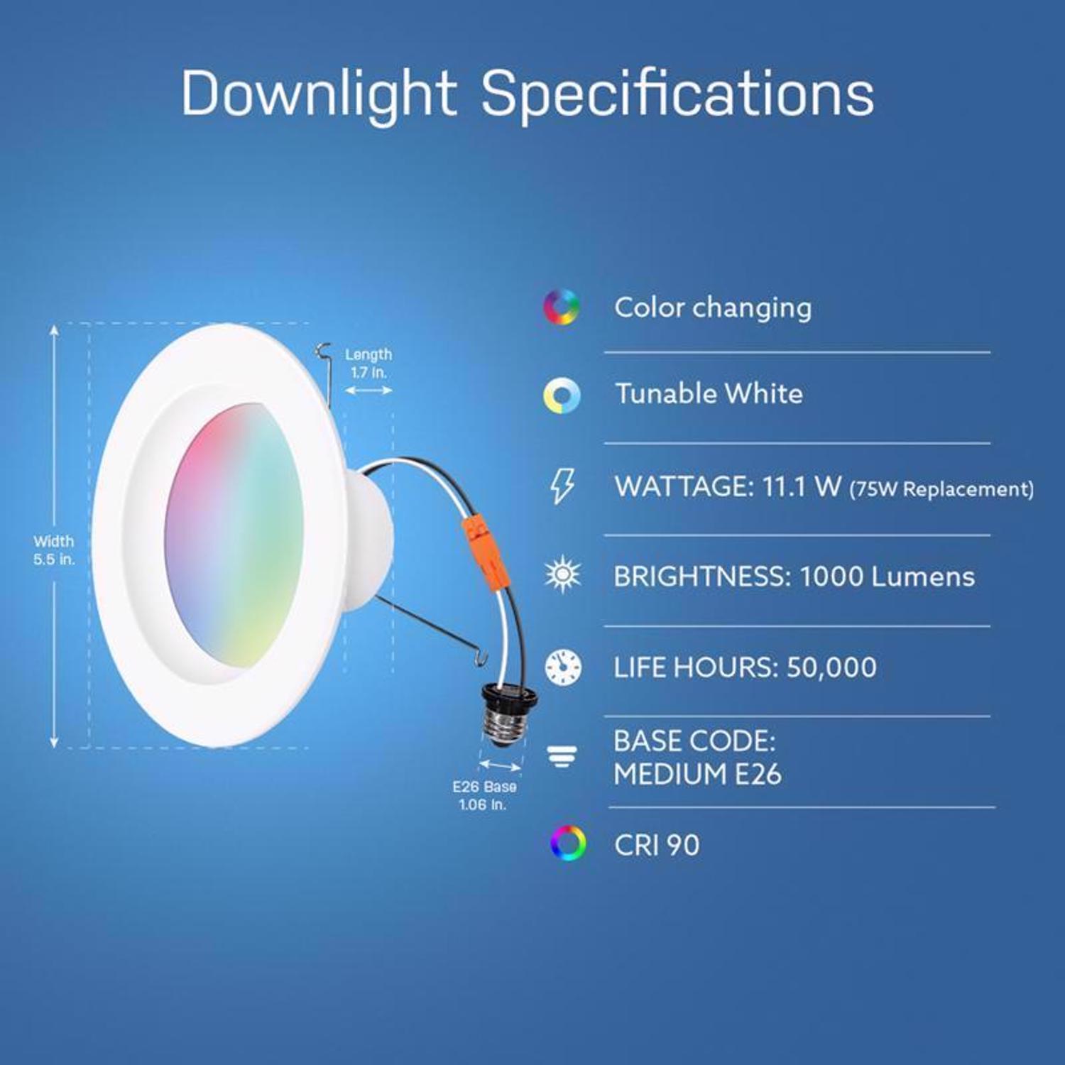 Feit Smart Home Frost White 6 in. W Aluminum LED Smart-Enabled Dimmable Recessed Downlight 11.1 W