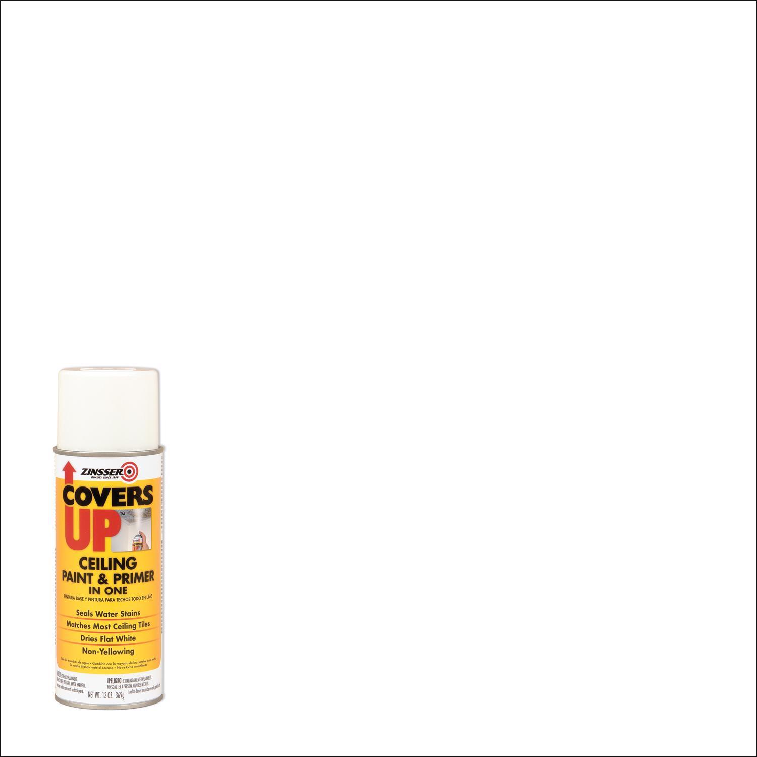 Zinsser Covers Up White Flat Solvent-Based Acrylic Ceiling Paint and Spray Primer 13 oz