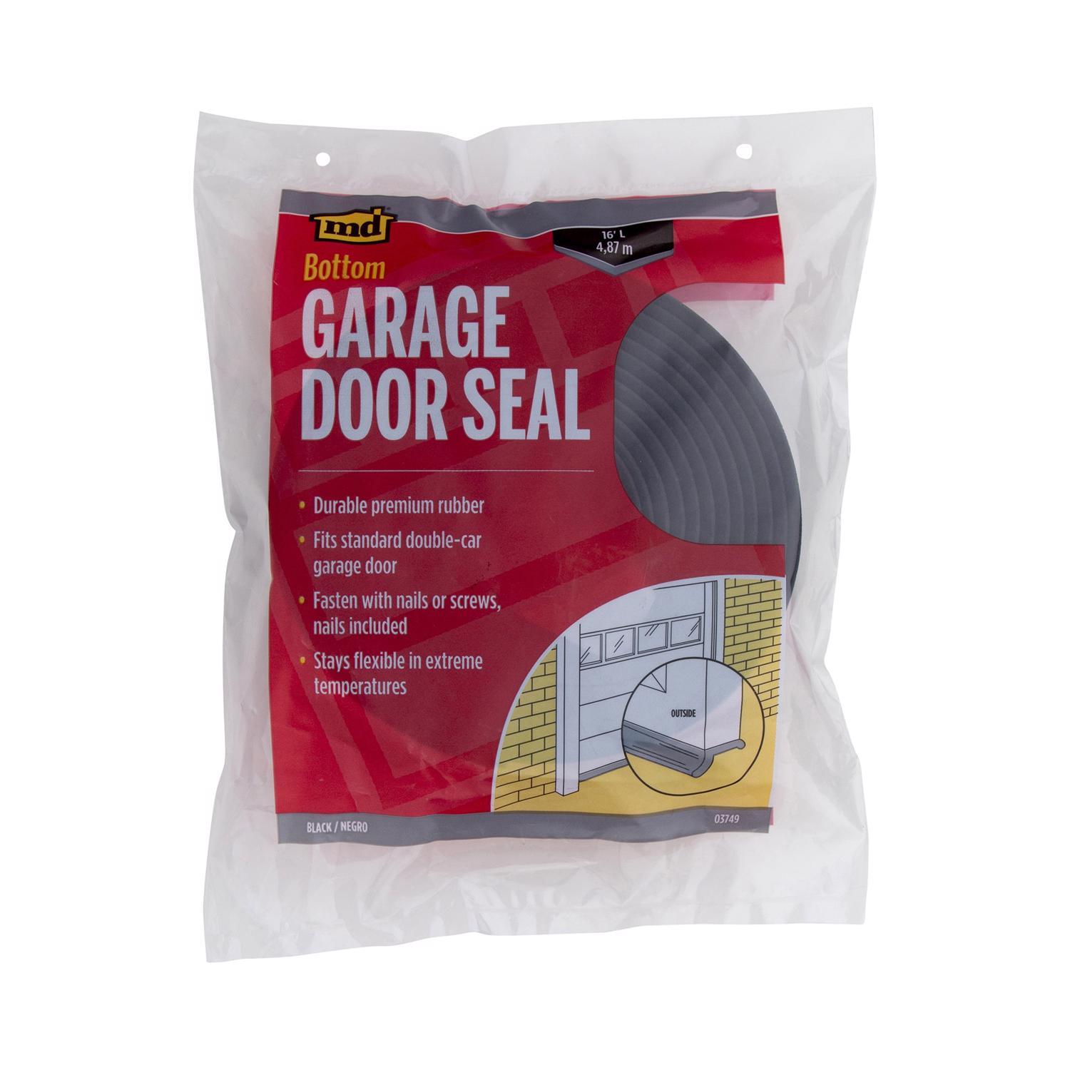M-D Black Rubber Door Set Seal For Garage Doors 16 ft. L X 1 in.