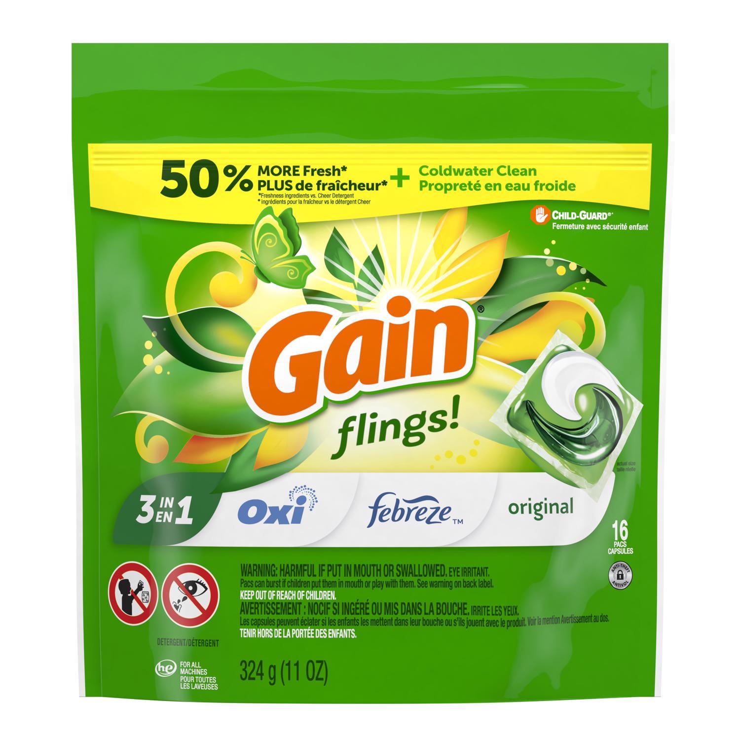 Gain Flings Original Scent Laundry Detergent Pod 12 oz 16 pk