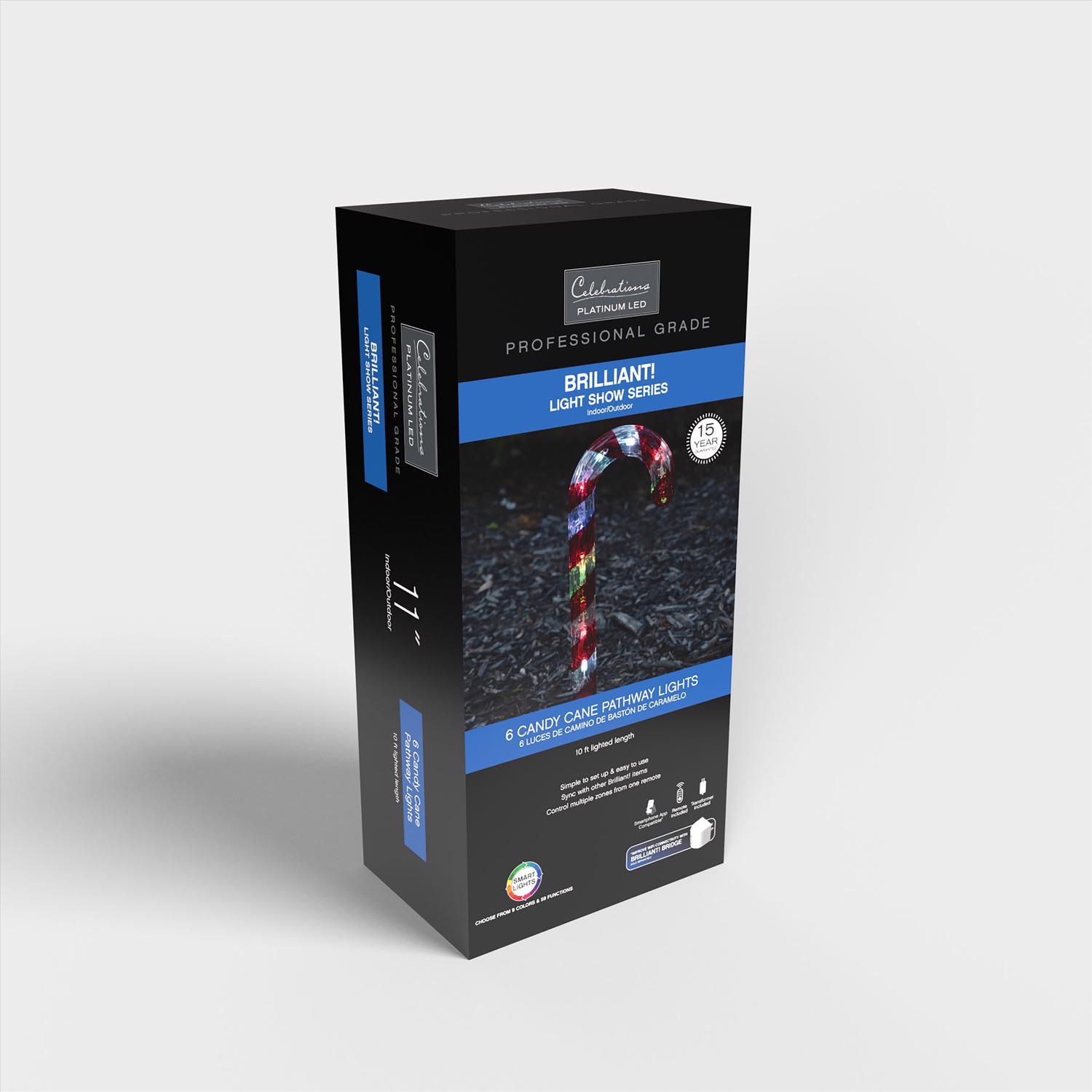 Celebrations Platinum LED RGBW Candy Cane 12 in. Yard Decor