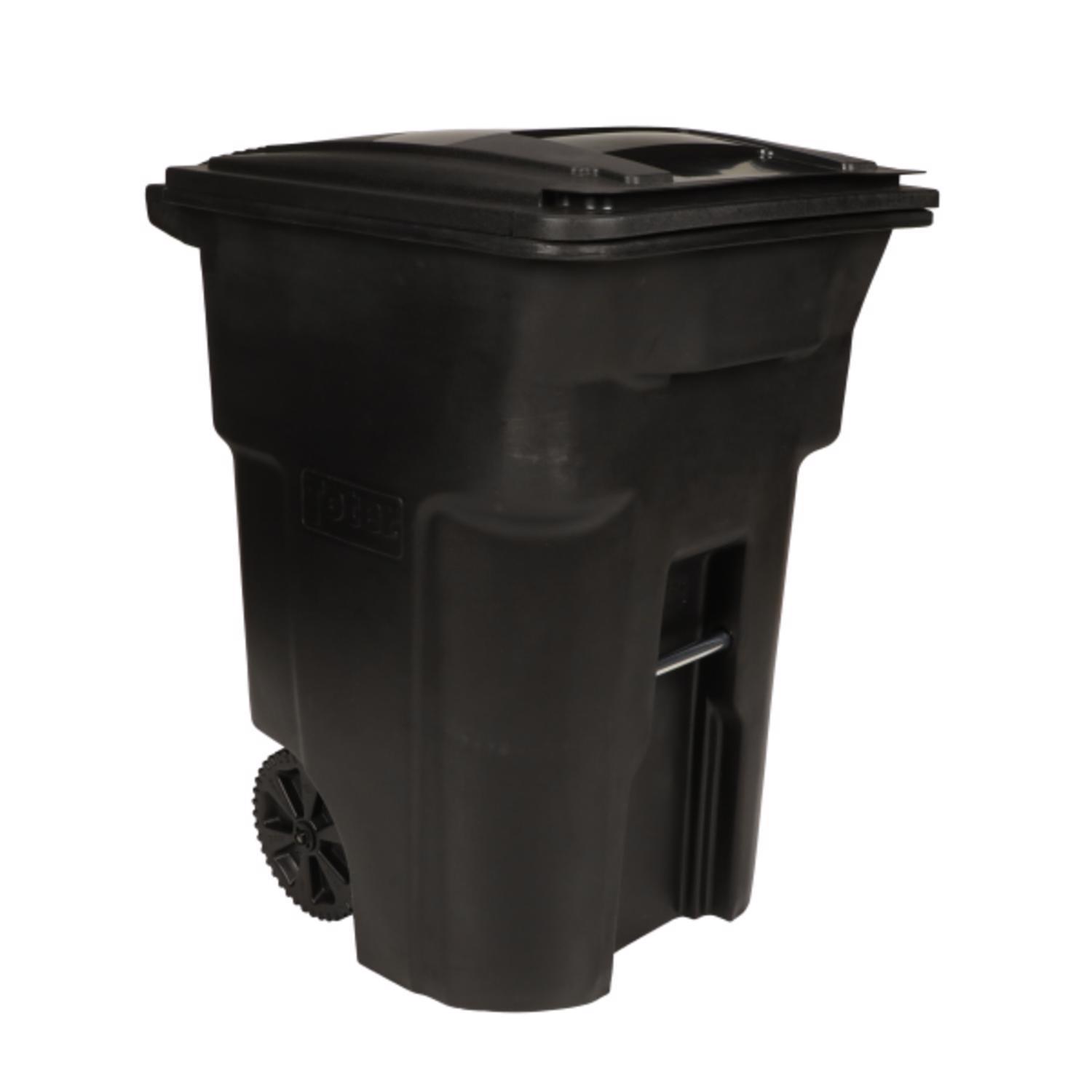 Toter 96 gal Black Polyethylene Wheeled Garbage Can Lid Included