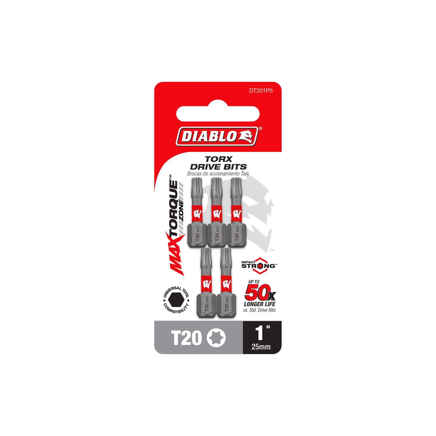 Diablo Torx #20 X 1 in. L Driver Bit Black Oxide 5 pk