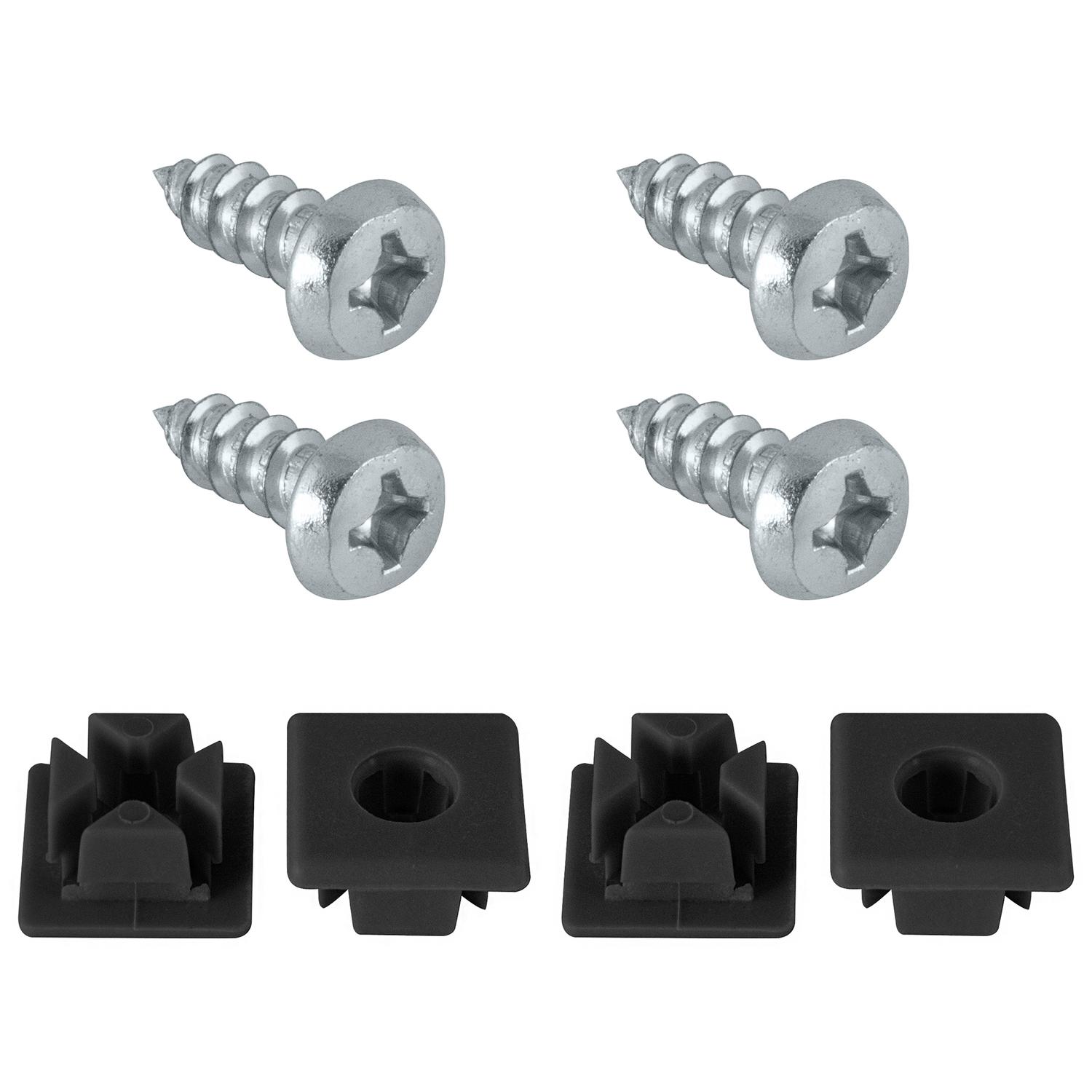 Custom Accessories Black/Silver Metal/Nylon License Plate Fasteners