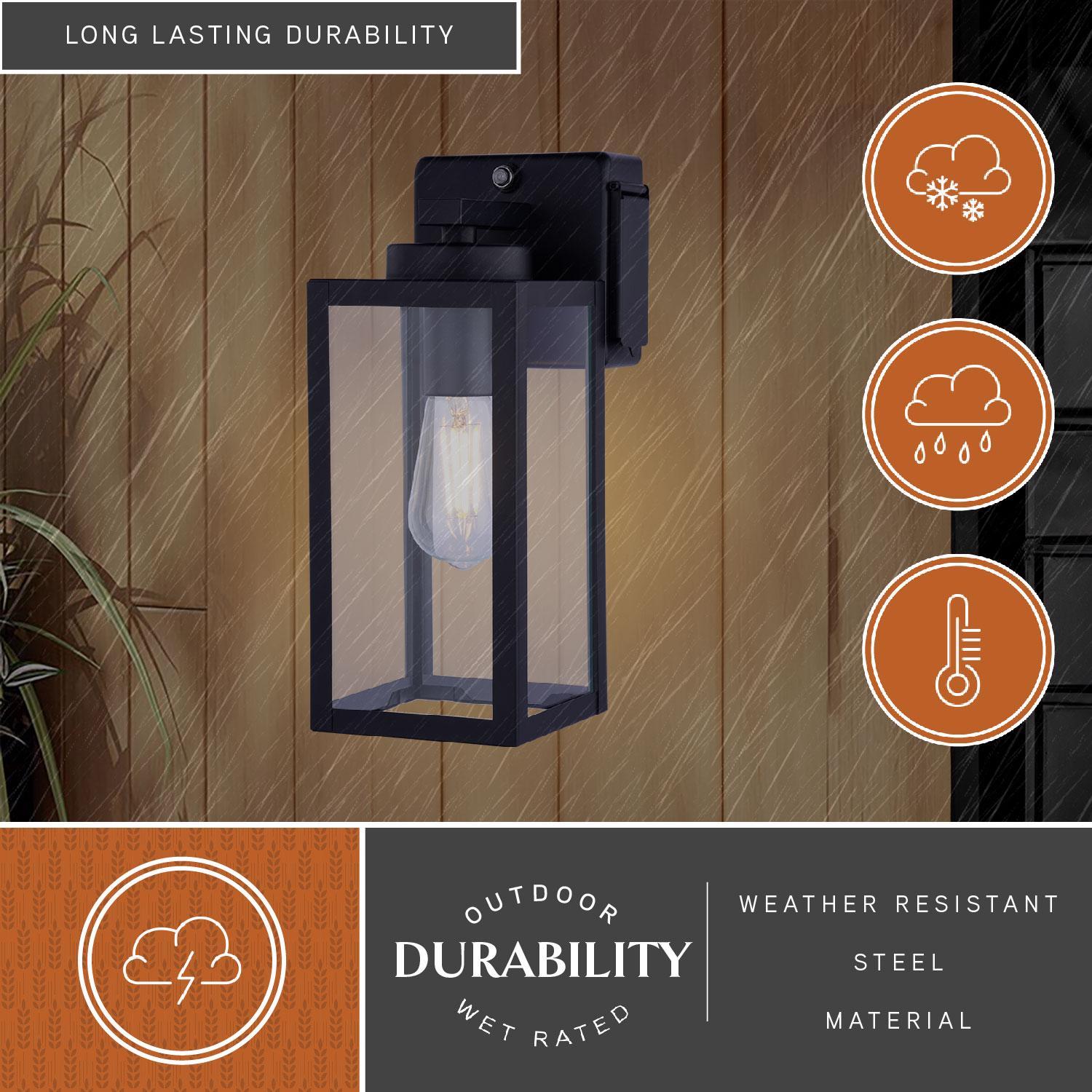 Dualux Textured Black Black Dusk to Dawn LED Porch Light