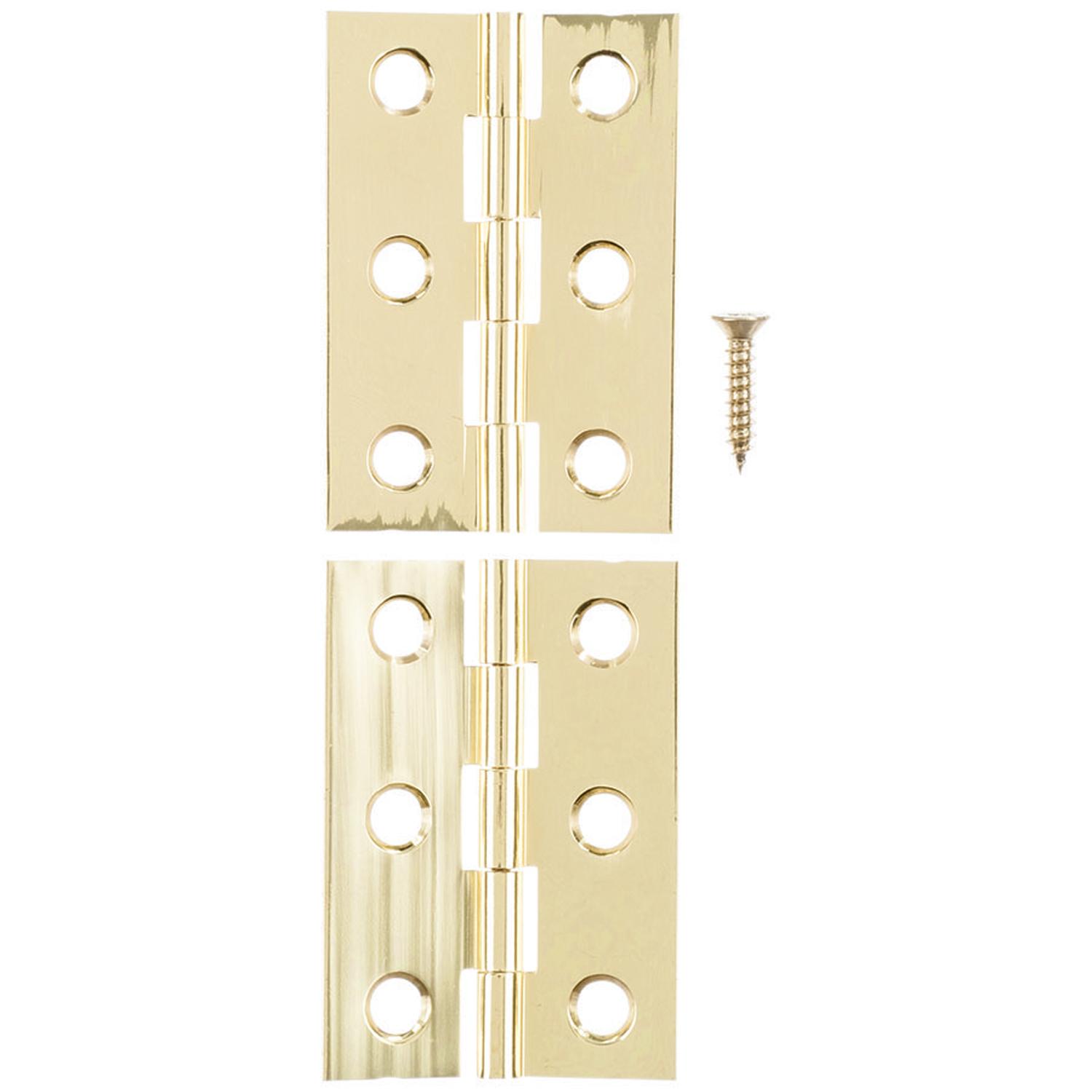 Ace 2 in. W X 1-3/8 in. L Polished Brass Brass Broad Hinge 2 pk