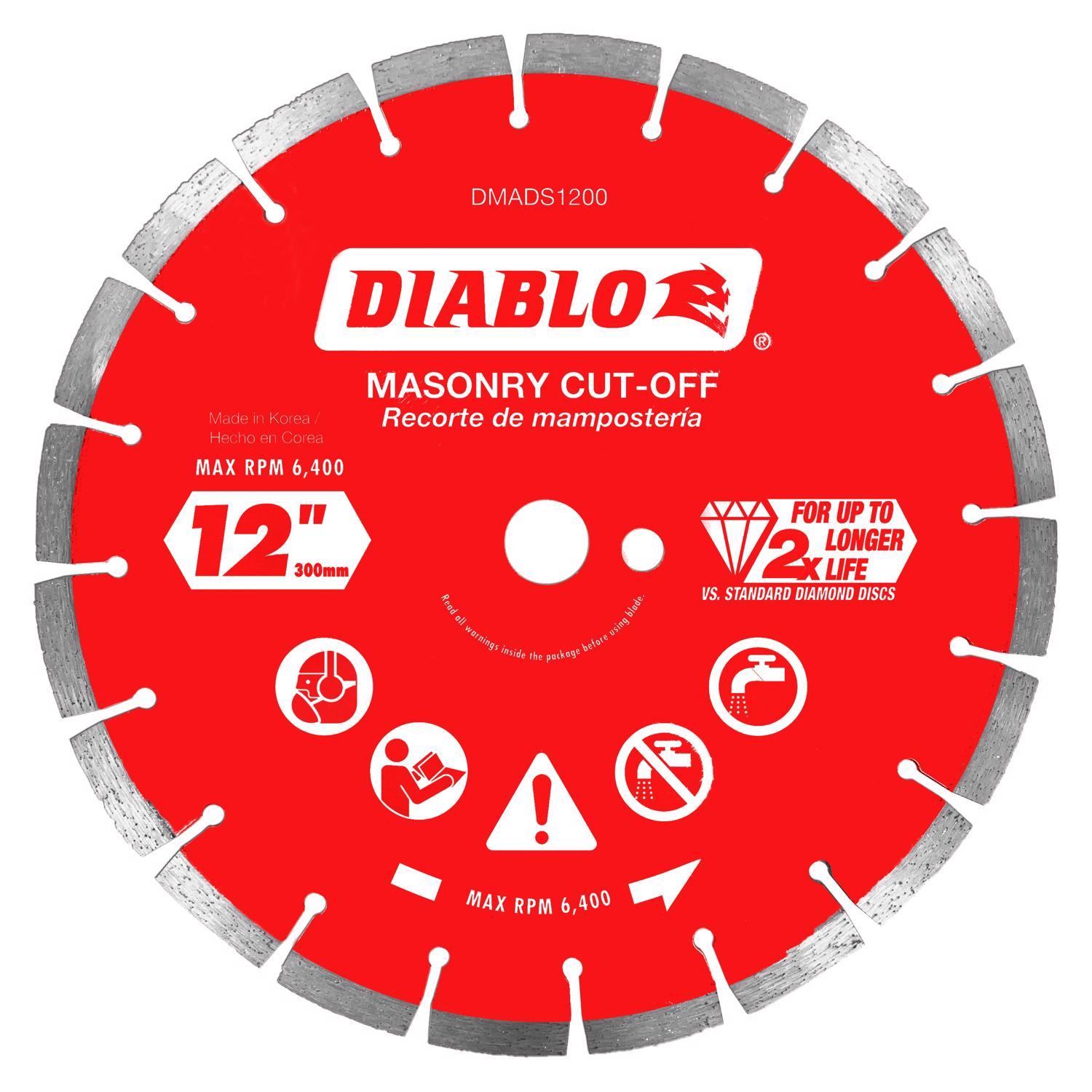 Diablo 12 in. D X 1 in. Diamond Segmented Masonry Cut-Off Disc