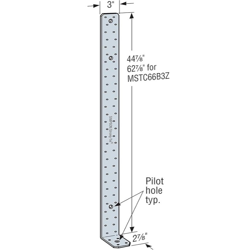 Simpson Strong-Tie Simpson Strong Tie MSTC48B3 3 in.; x 44-7/8 in.; Countersunk Strap Tie Pre Bent