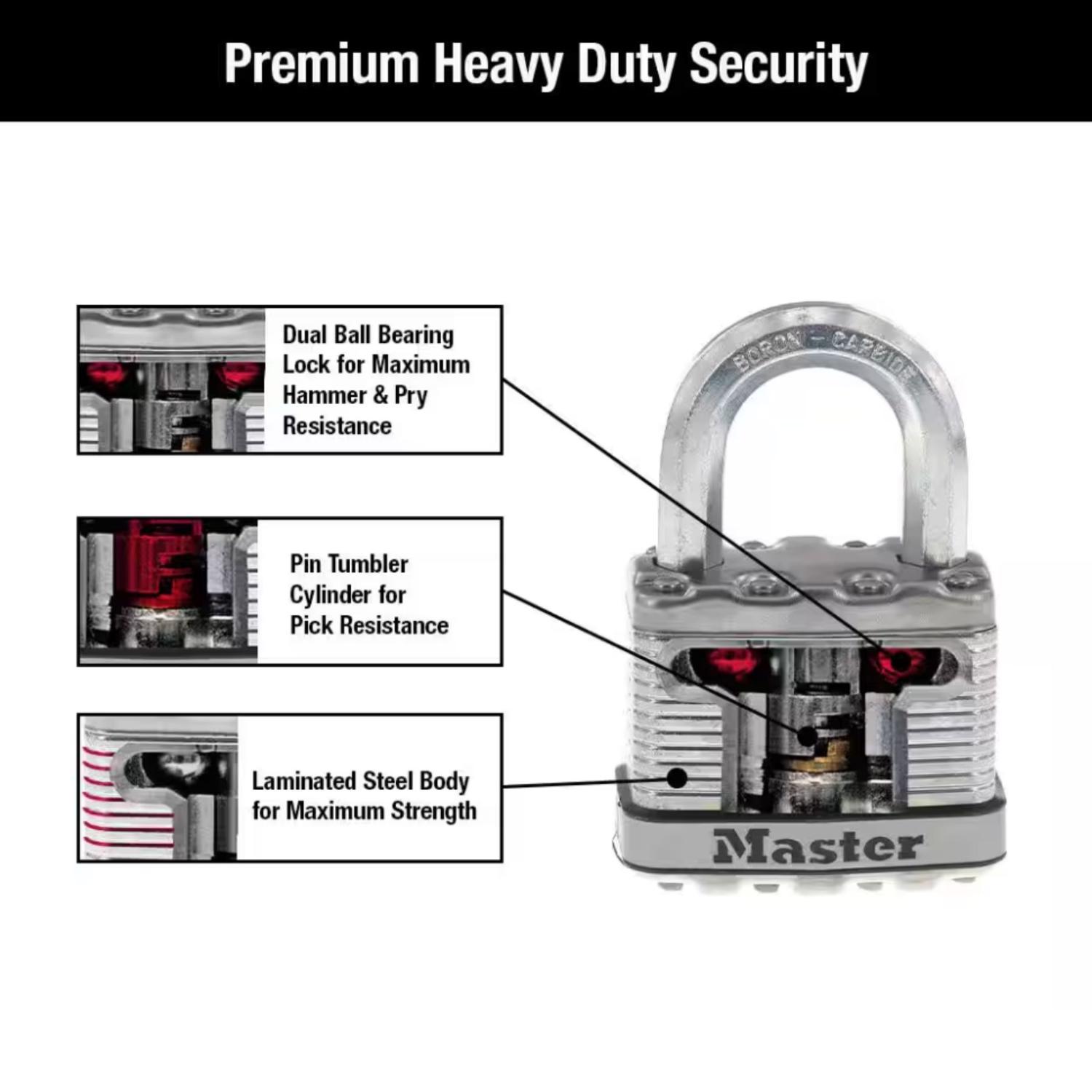 Master Lock 6.34 in. H X 1.34 in. W X 3.91 in. L Steel Ball Bearing Locking Weather-Resistant Padloc