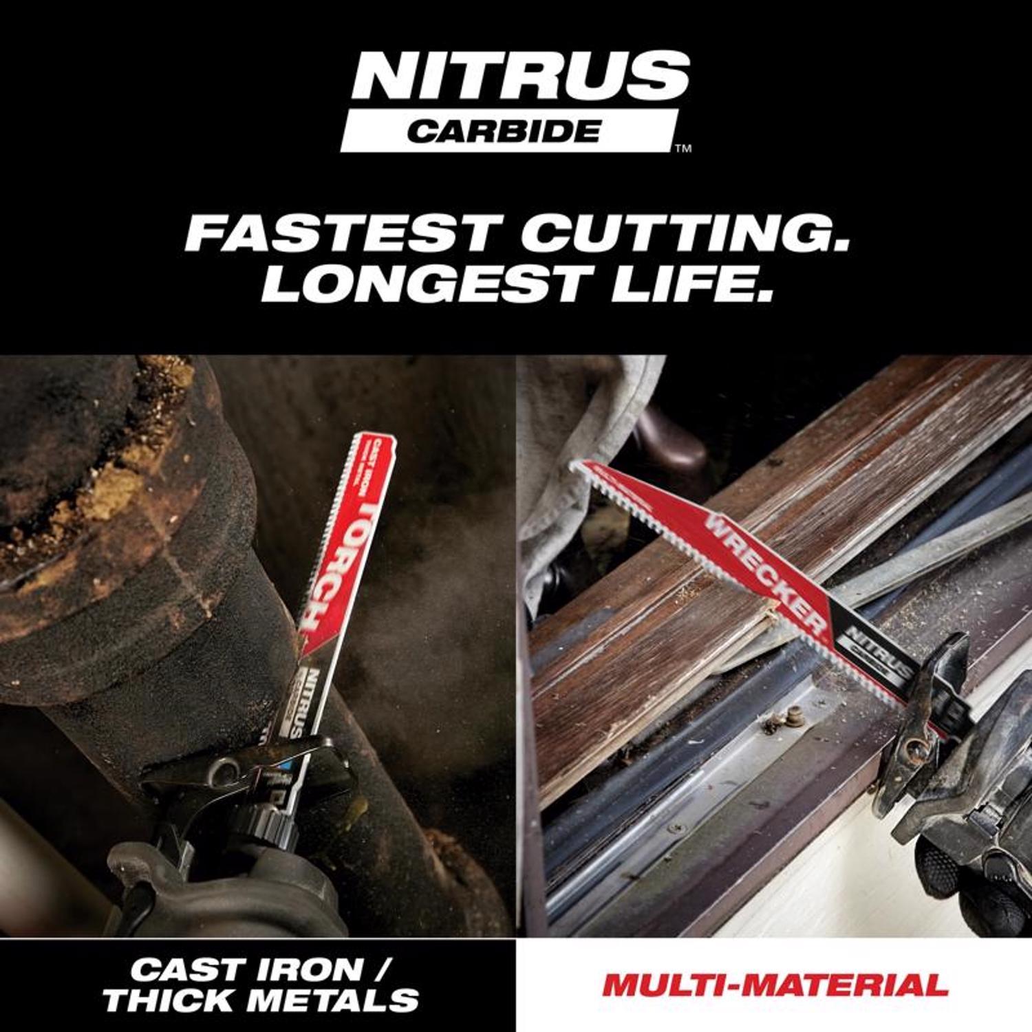 Milwaukee The Torch 9 in. Nitrus Carbide Cast Iron Reciprocating Saw Blade 8 TPI 1 pk