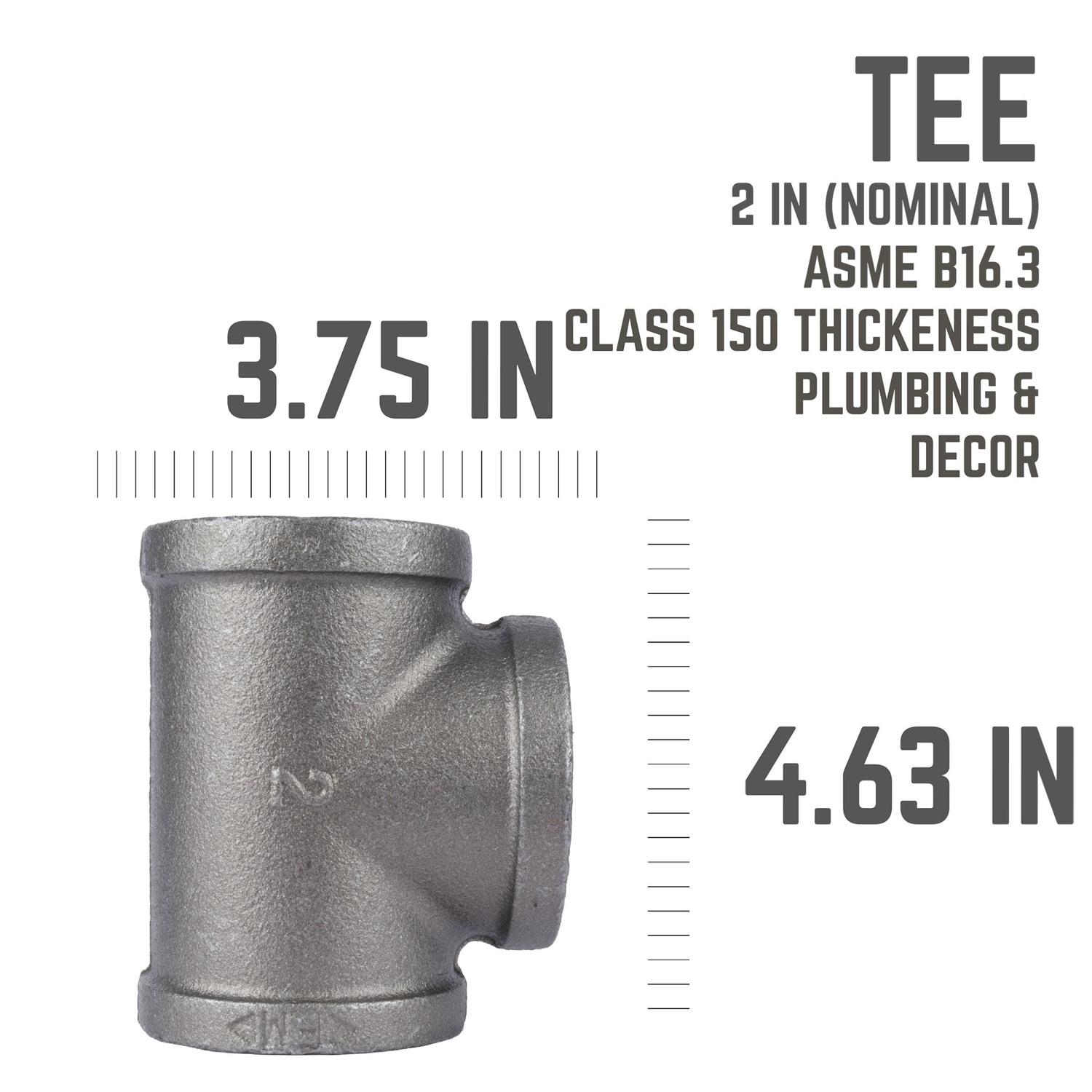 STZ Industries 2 in. FIP each X 2 in. D FIP 2 in. D FIP Black Malleable Iron Tee