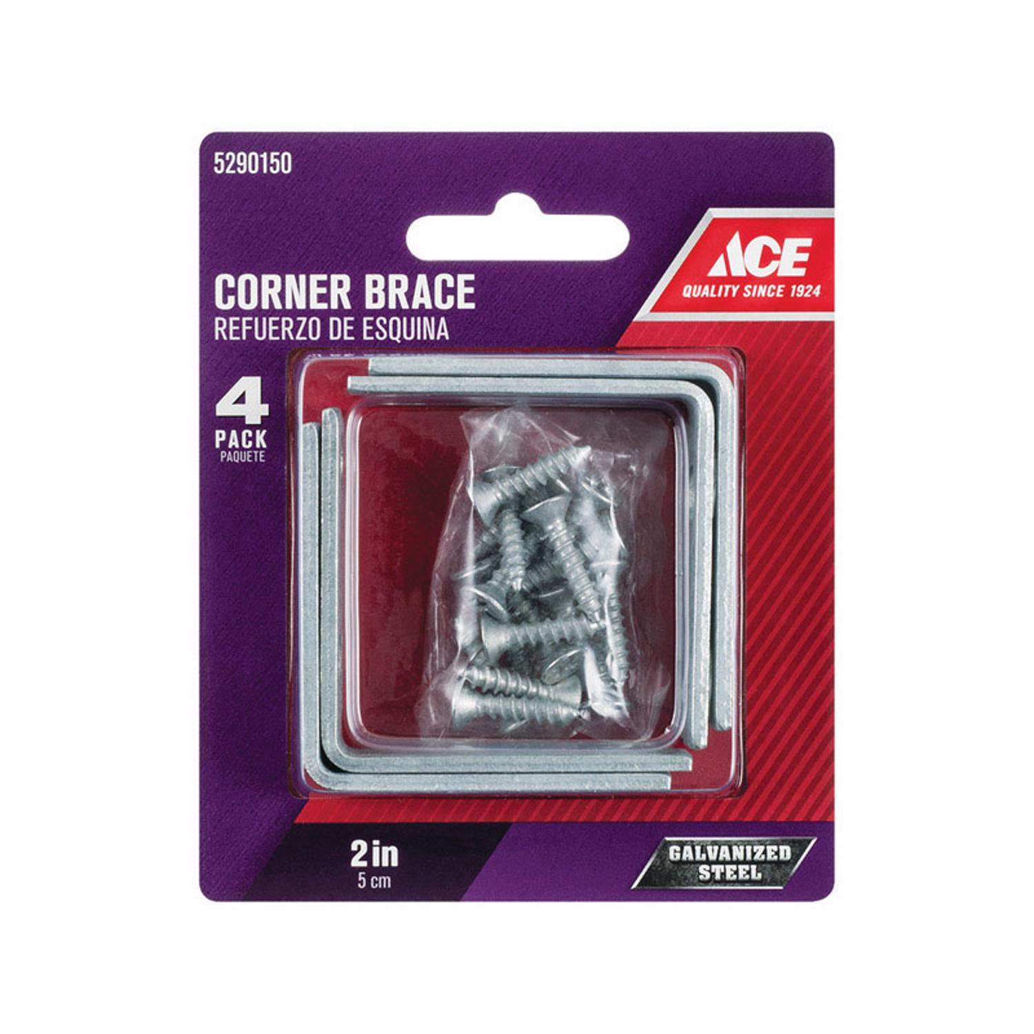 Ace 2 in. H X 3.75 in. W X 2 in. D Steel Inside L Corner Brace