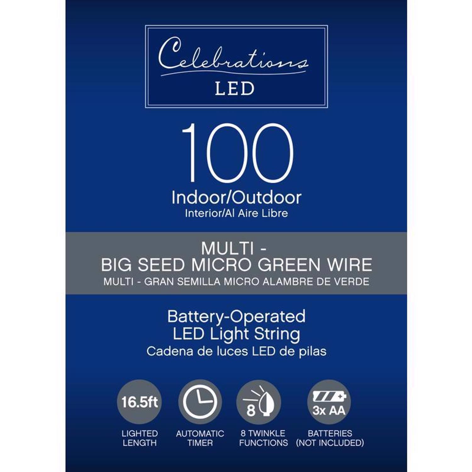 Celebrations LED Micro Dot/Fairy Multicolored 100 ct String Christmas Lights 16.5 ft.