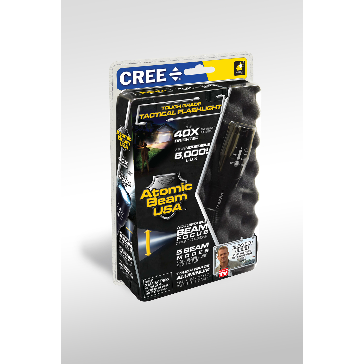 Bulbhead Atomic Beam 1200 Lm Black Led Flashlight AAA Battery