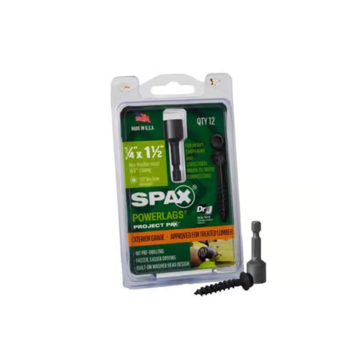 SPAX PowerLags 1/4 in. x 1-1/2 in. L Washer High Corrosion Resistant Carbon Steel Lag Screw 12 Pack