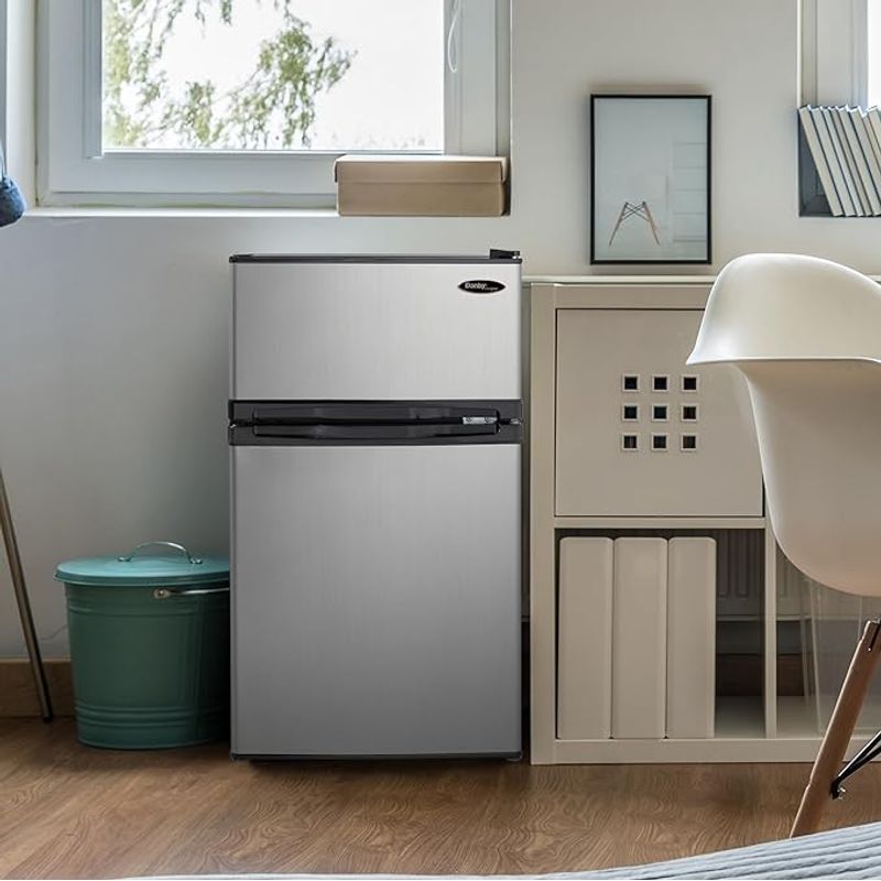 Danby Designer 3.1 Cu.Ft. Compact Refrigerator with Freezer, Stainless Steel