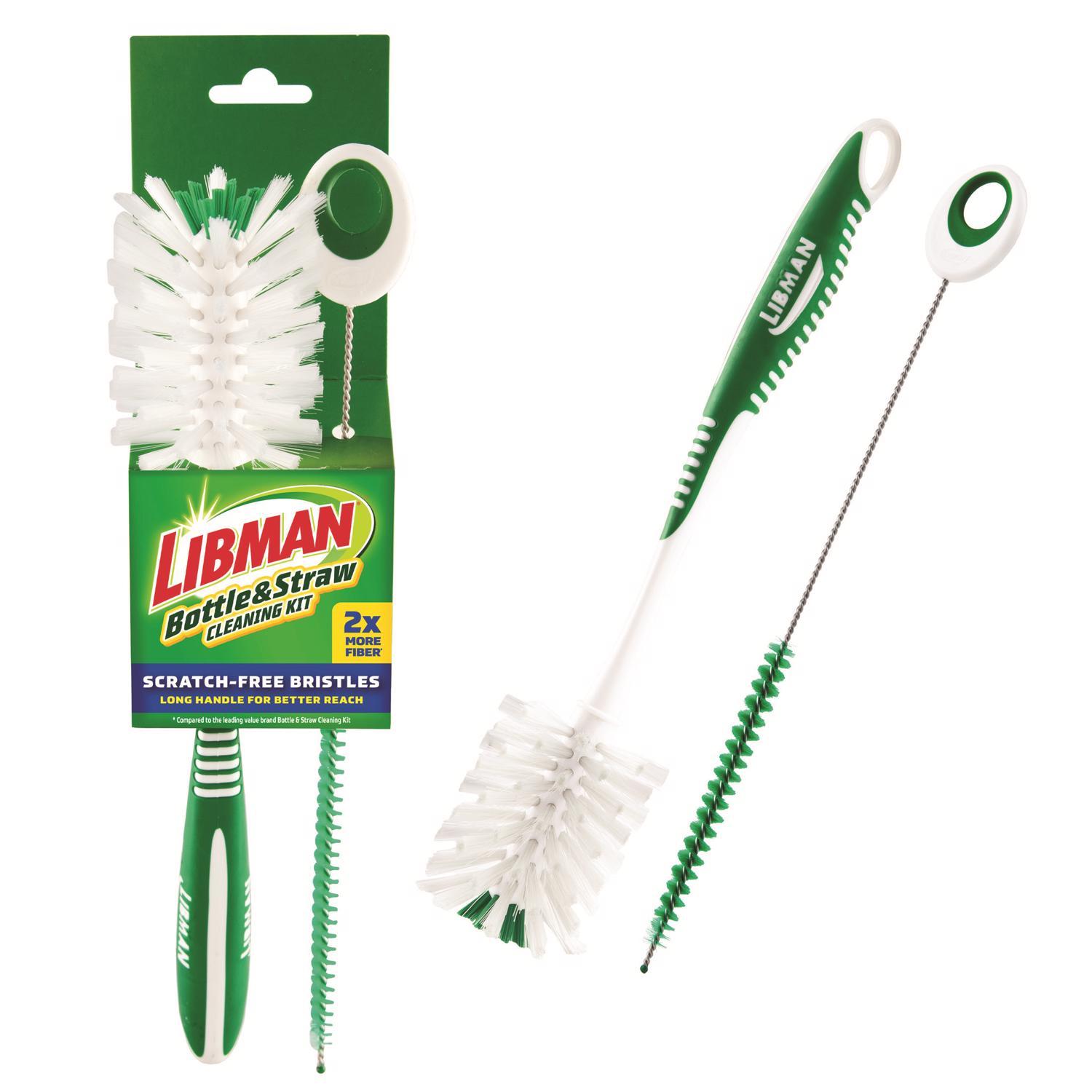 Libman 2.5 in. W Soft Bristle 6 in. Plastic/Rubber Handle Bottle and Straw Brush Set